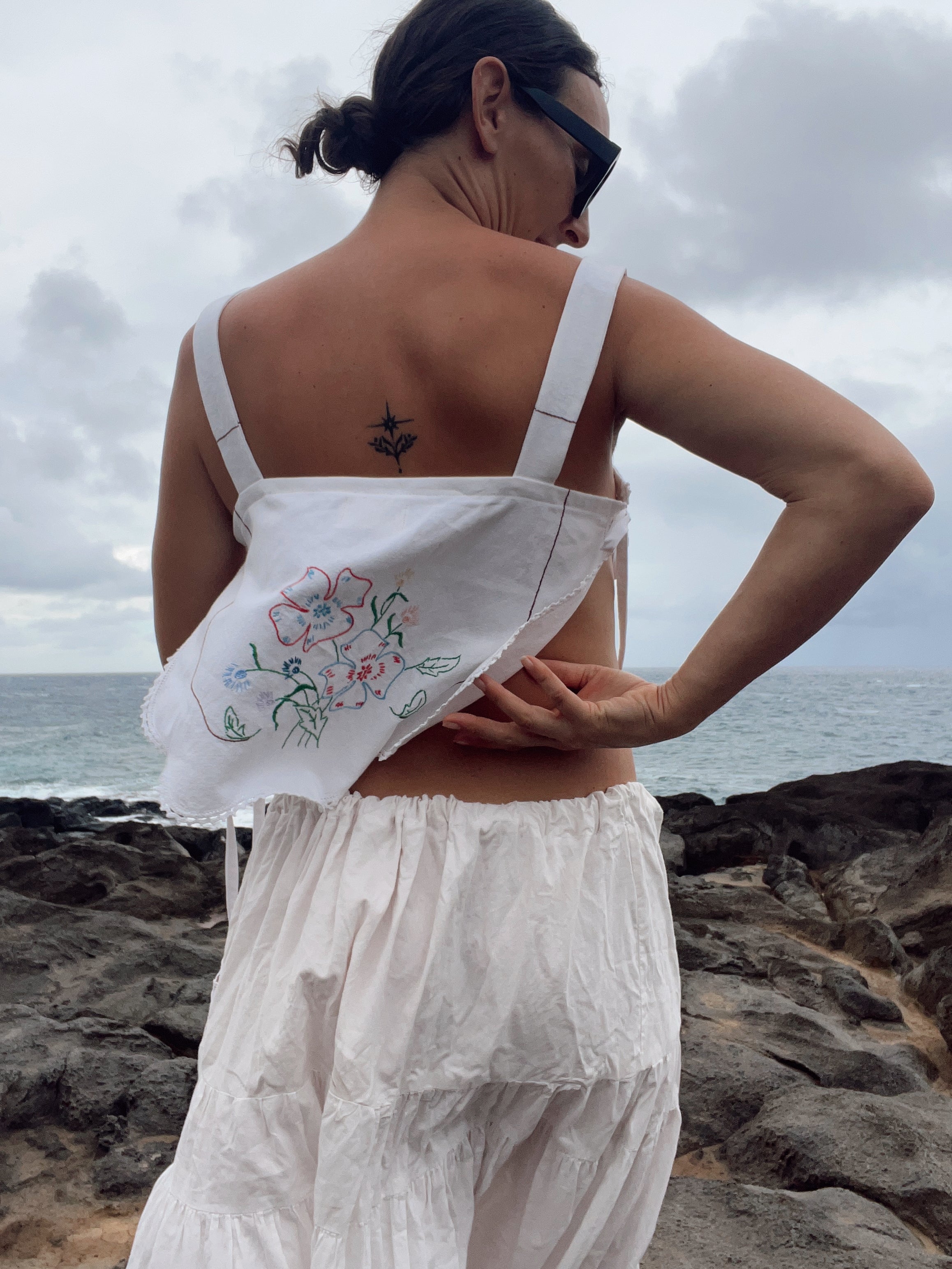 A Tie Side Embroidered Tank Top