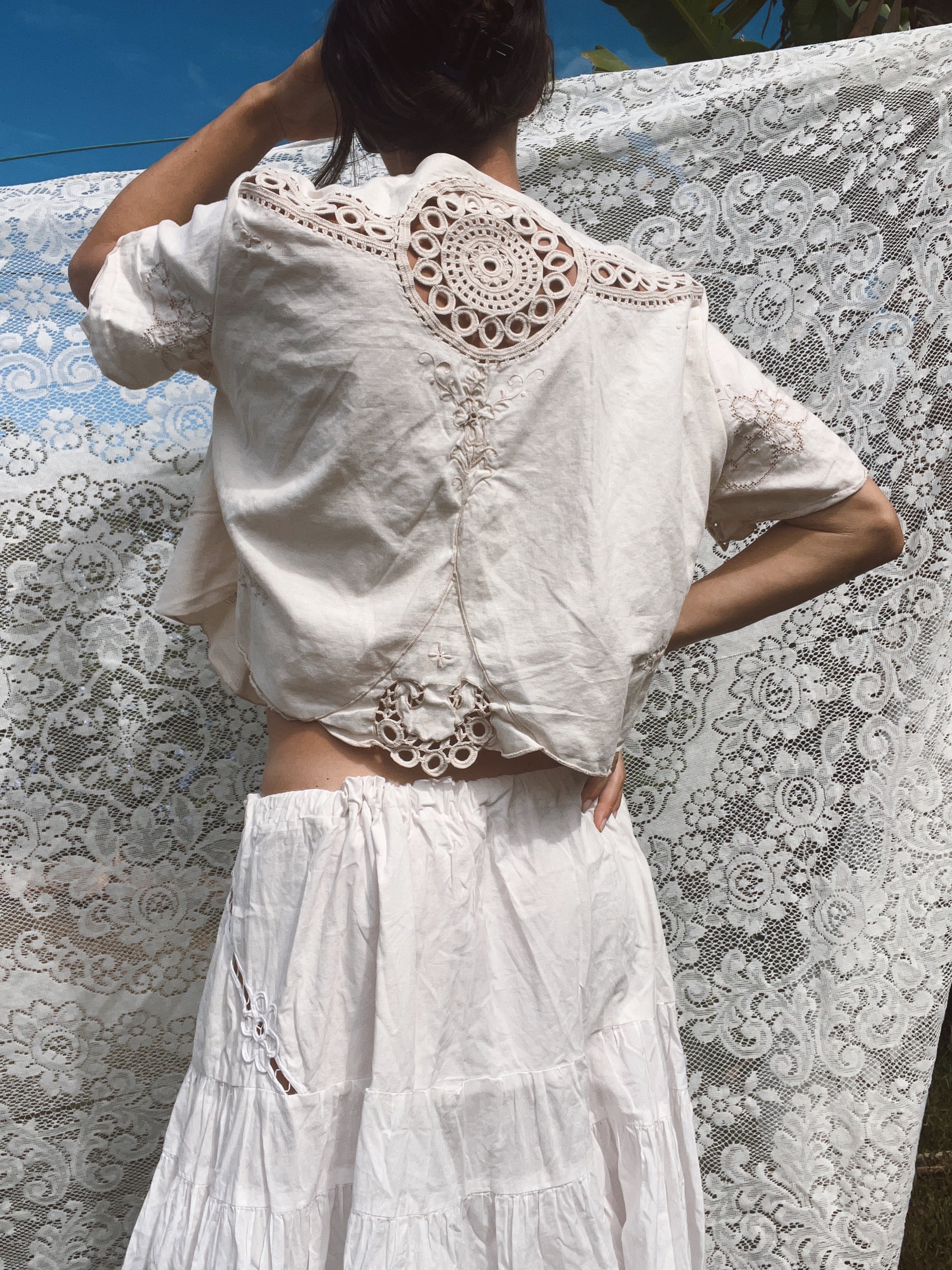 A Floral Embroidered Crop Top