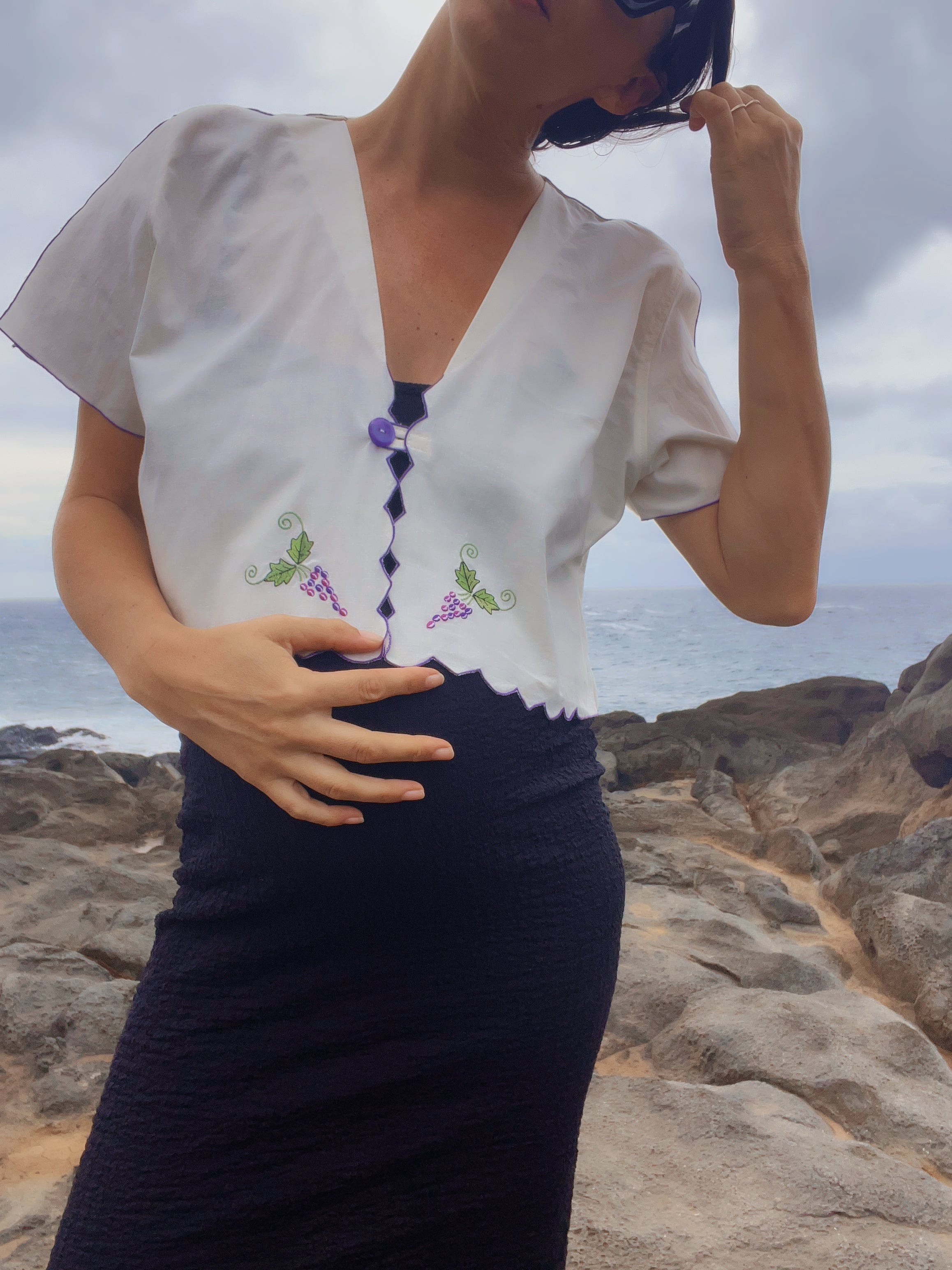 A Grape Vine Embroidered Top