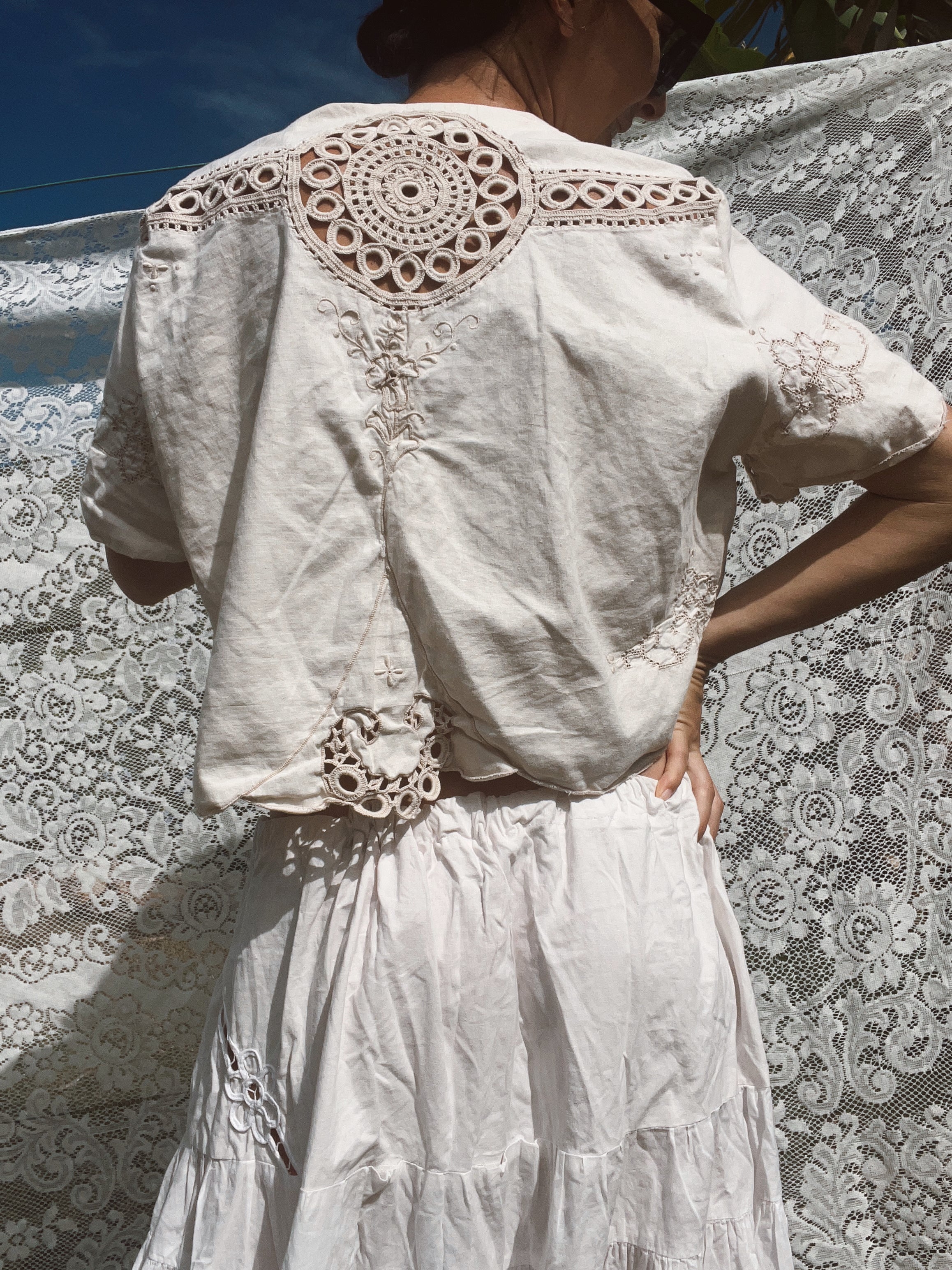 A Floral Embroidered Crop Top