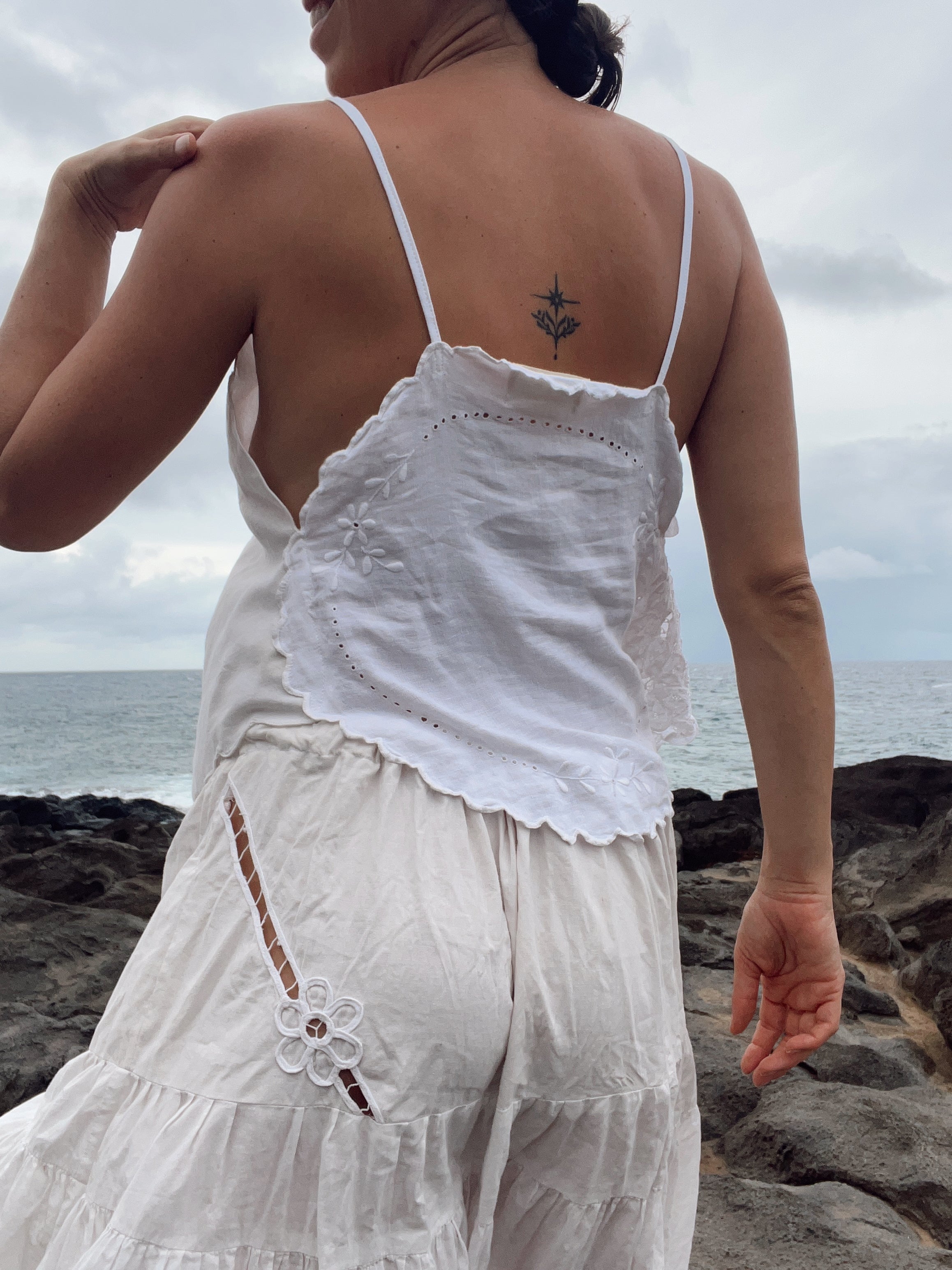 A Handkerchief Embroidered Top in White