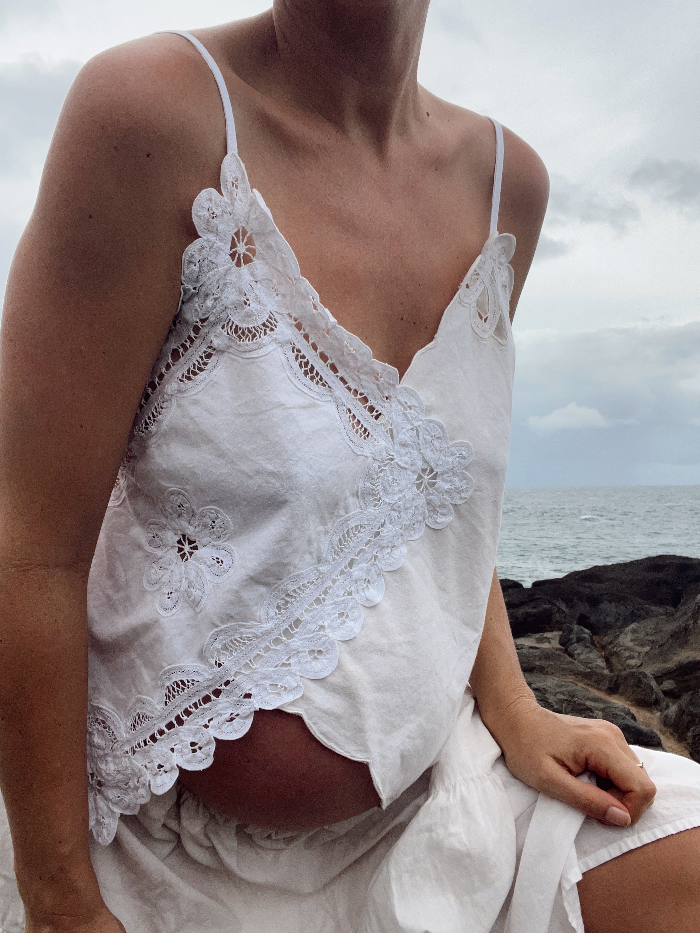 A Handkerchief Embroidered Top in White