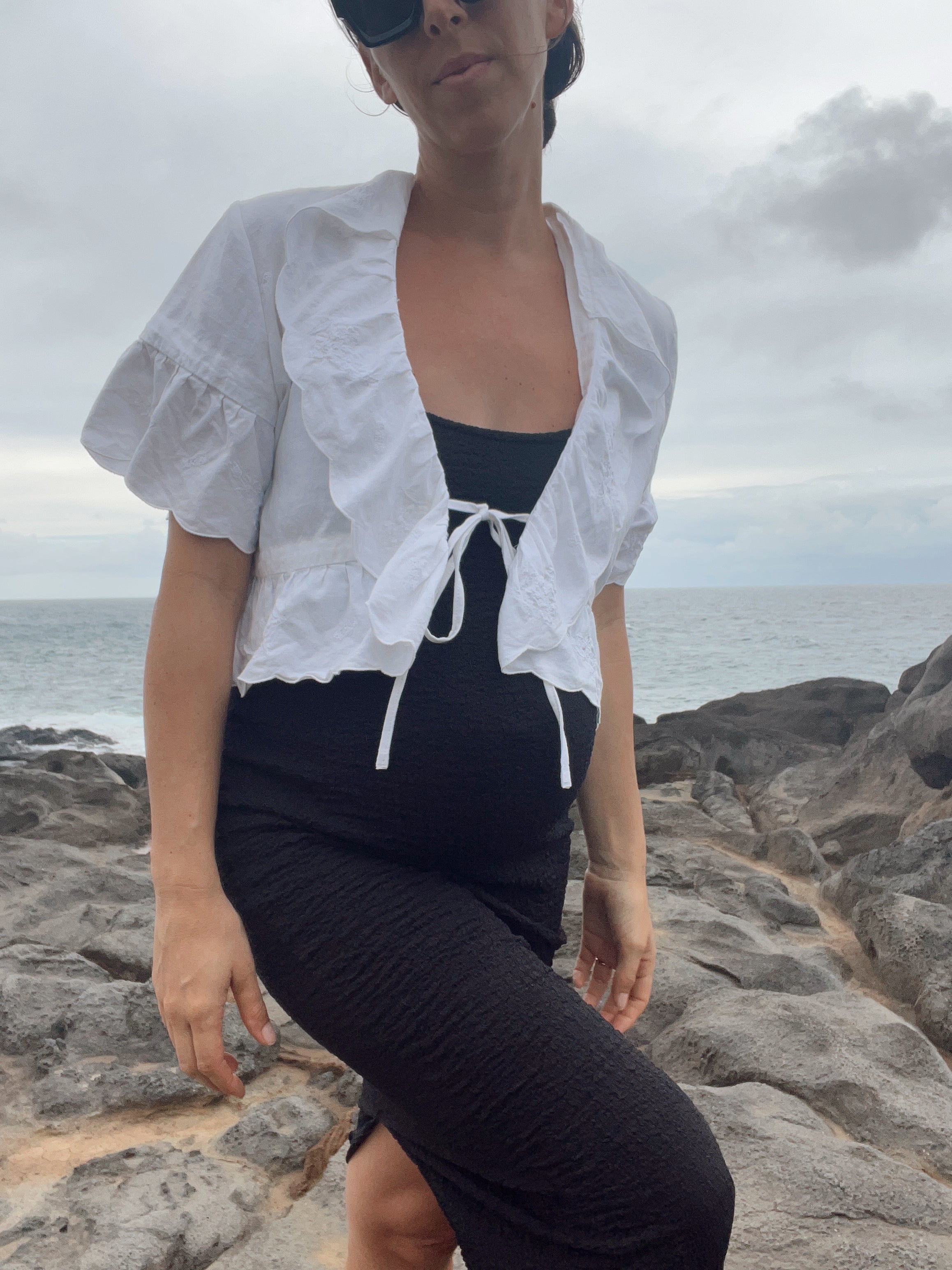 A Ruffled Edge Embroidered Top