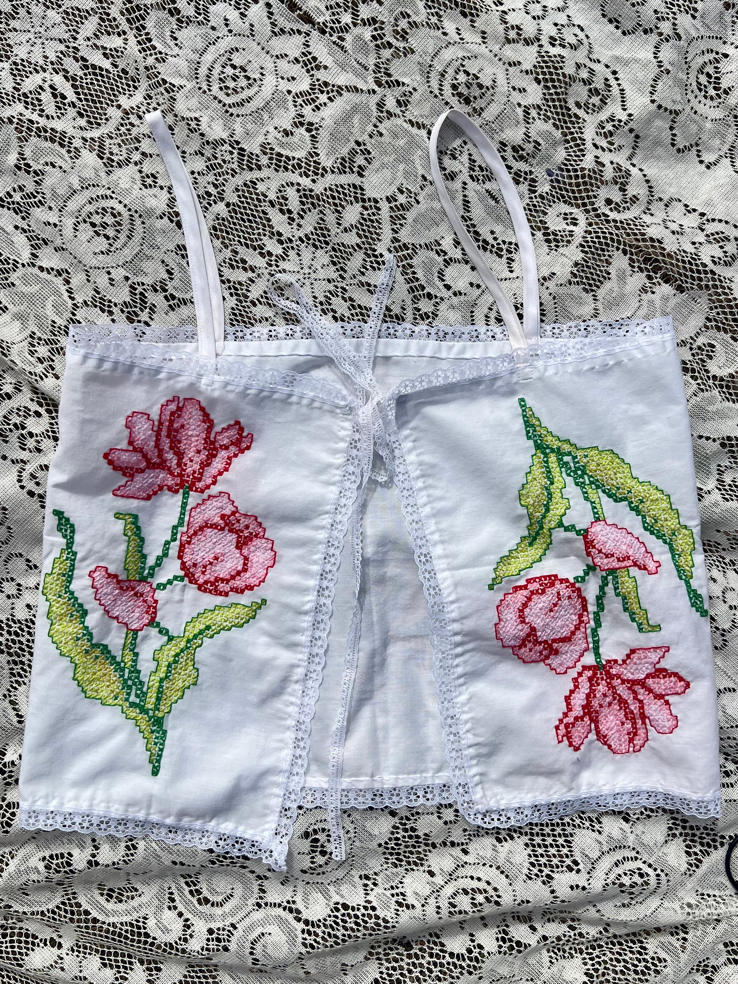 A Tie Front Embroidered Tank Top
