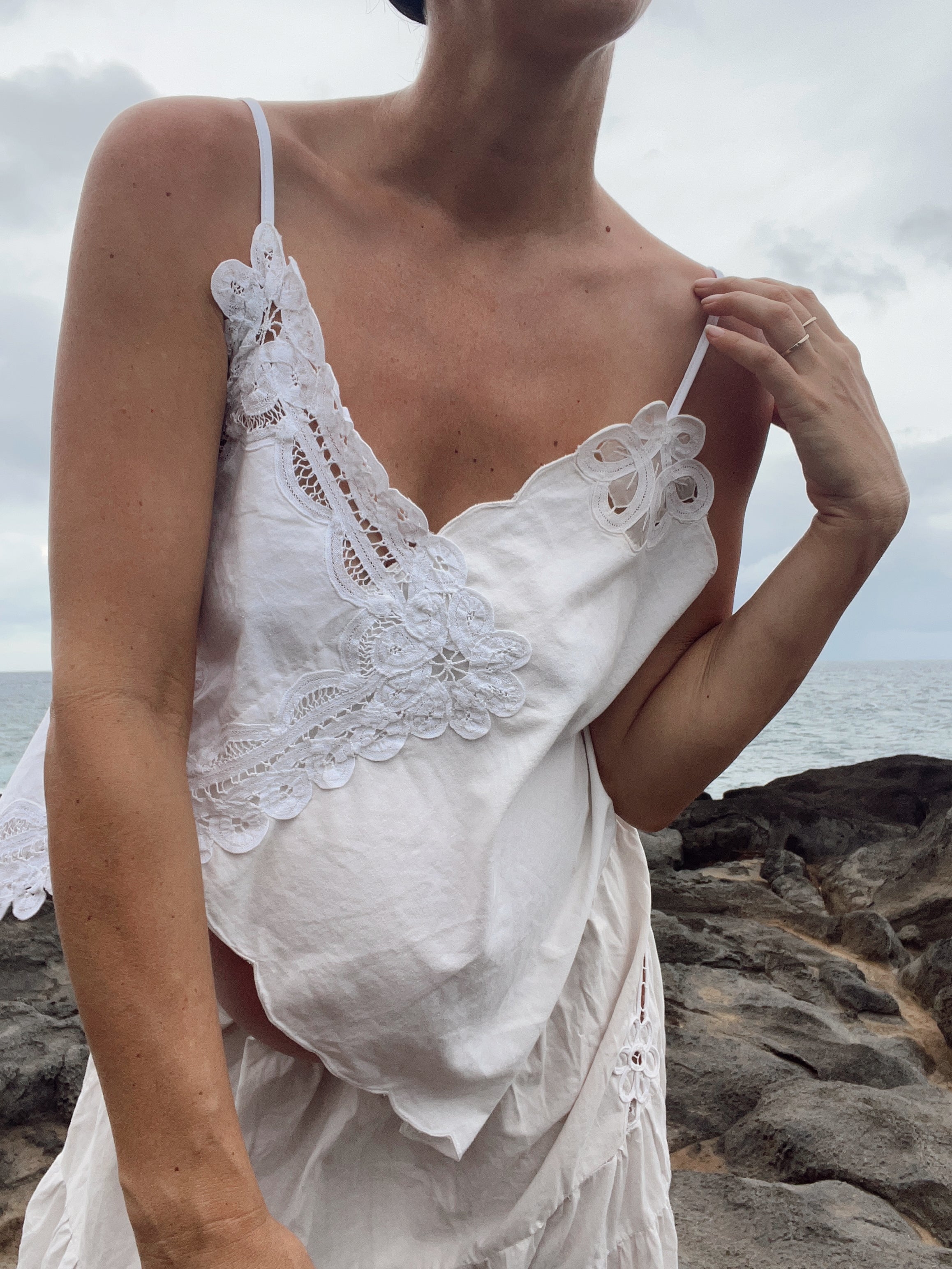 A Handkerchief Embroidered Top in White