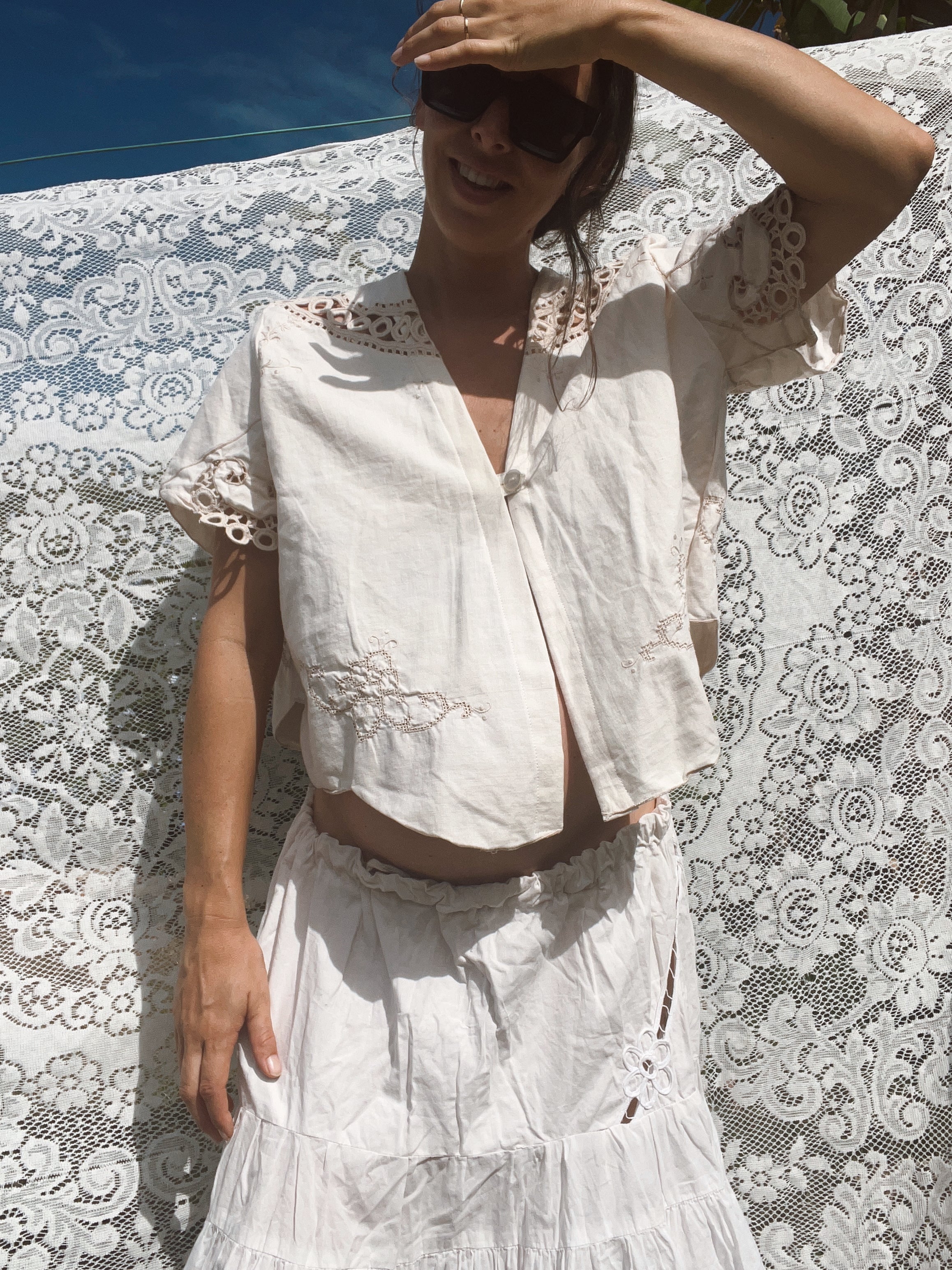 A Floral Embroidered Crop Top