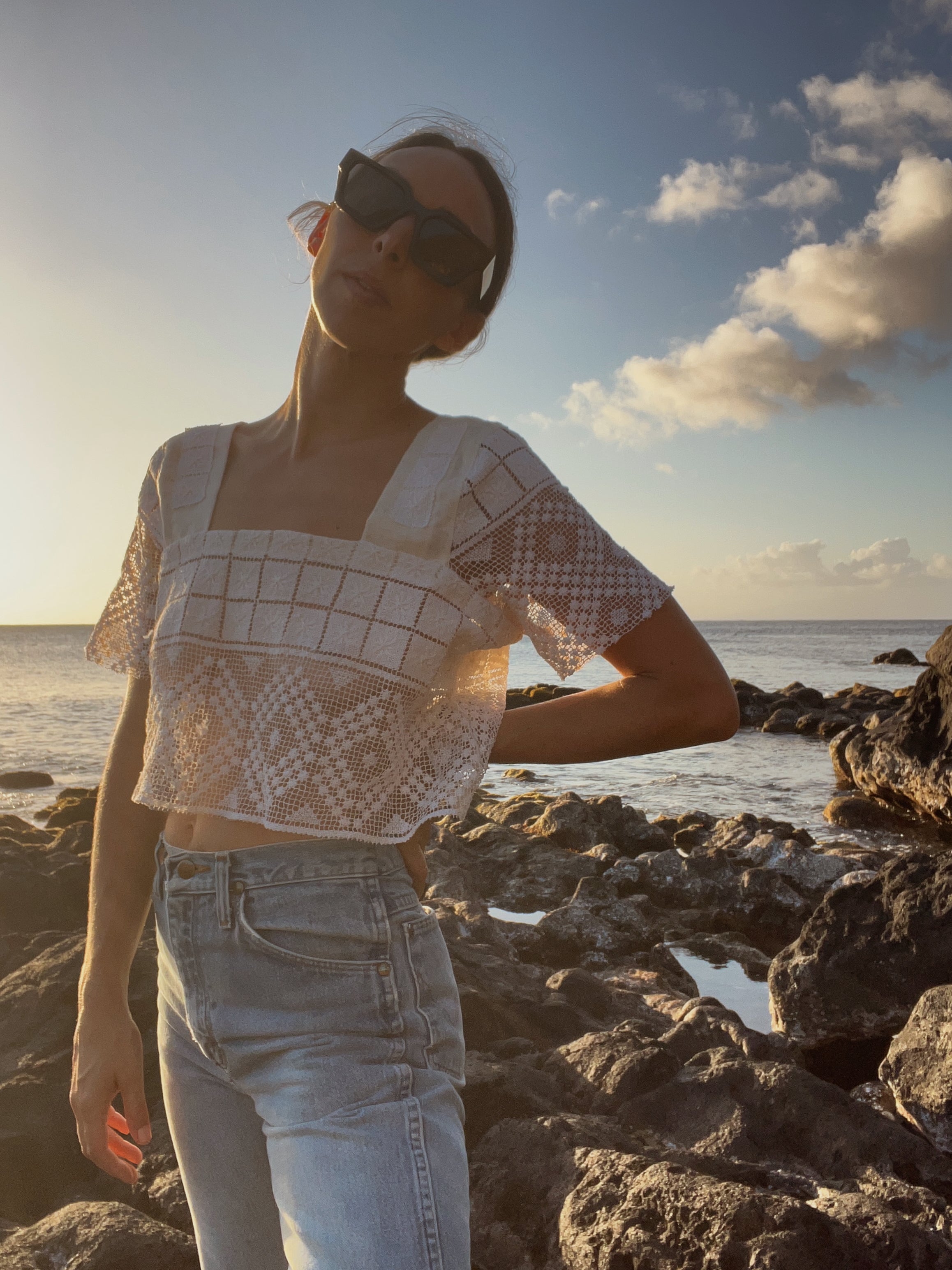 SOLD OUT Crochet Lace Sleeve Crop Top