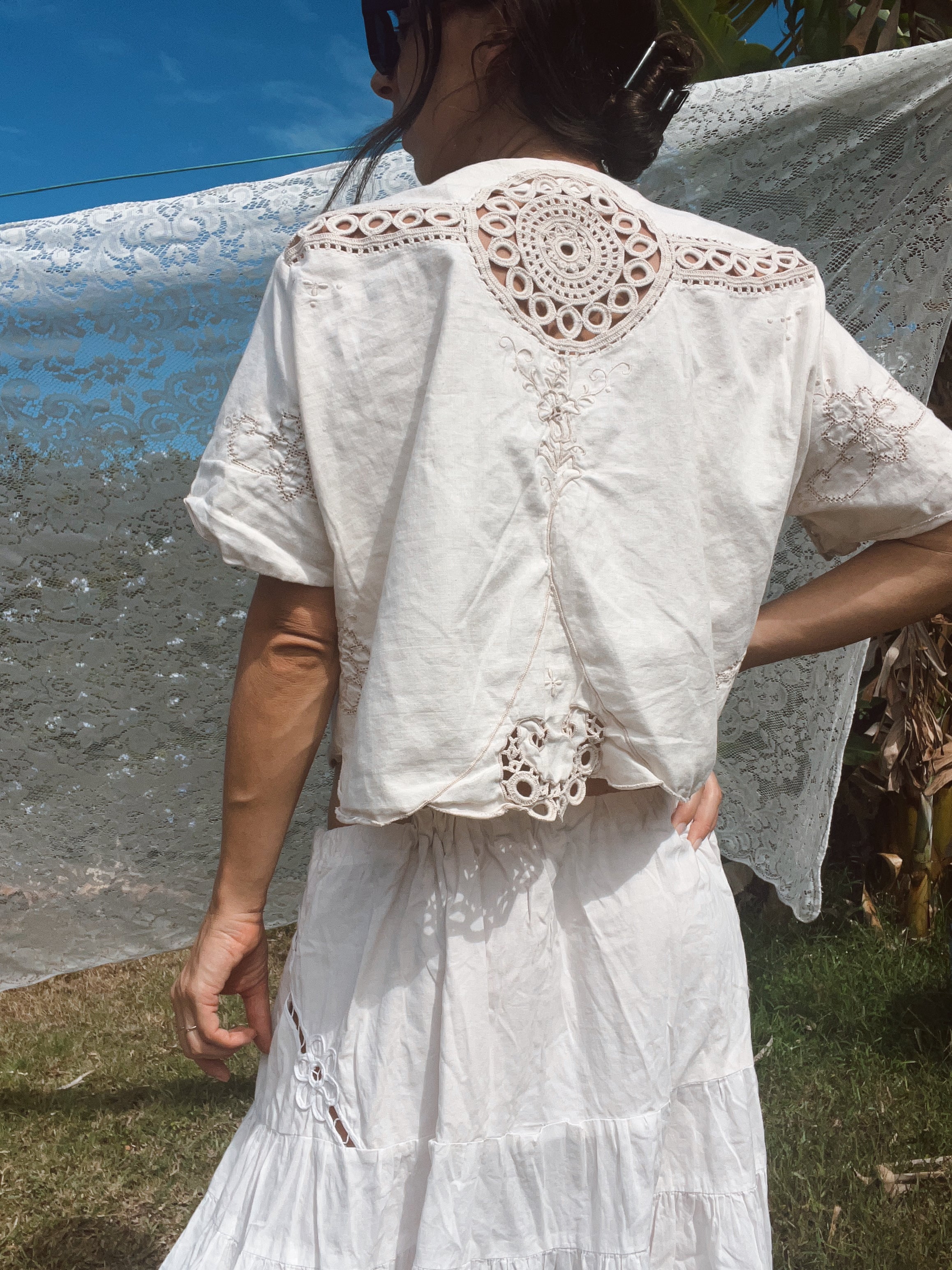 A Floral Embroidered Crop Top