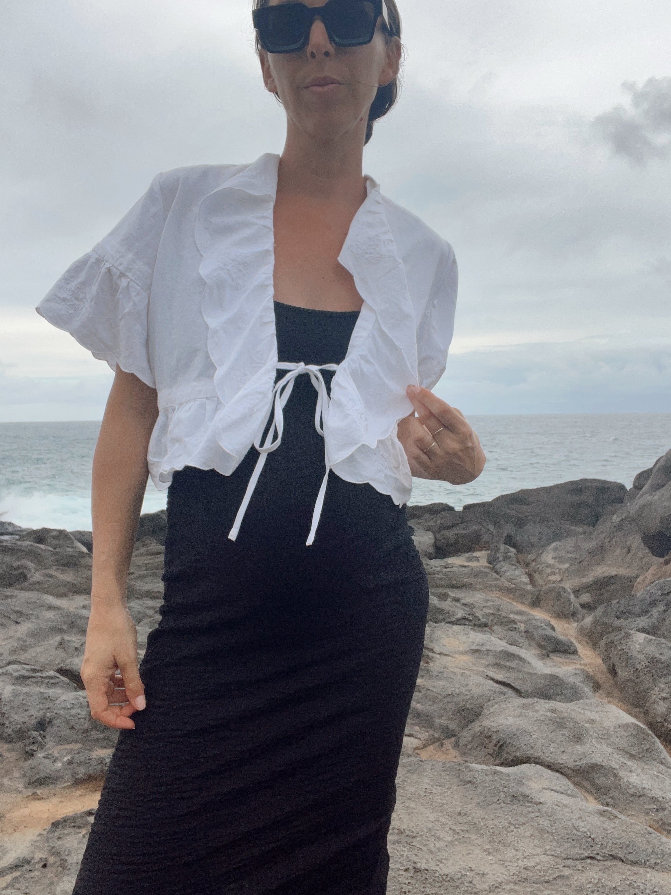 A Ruffled Edge Embroidered Top