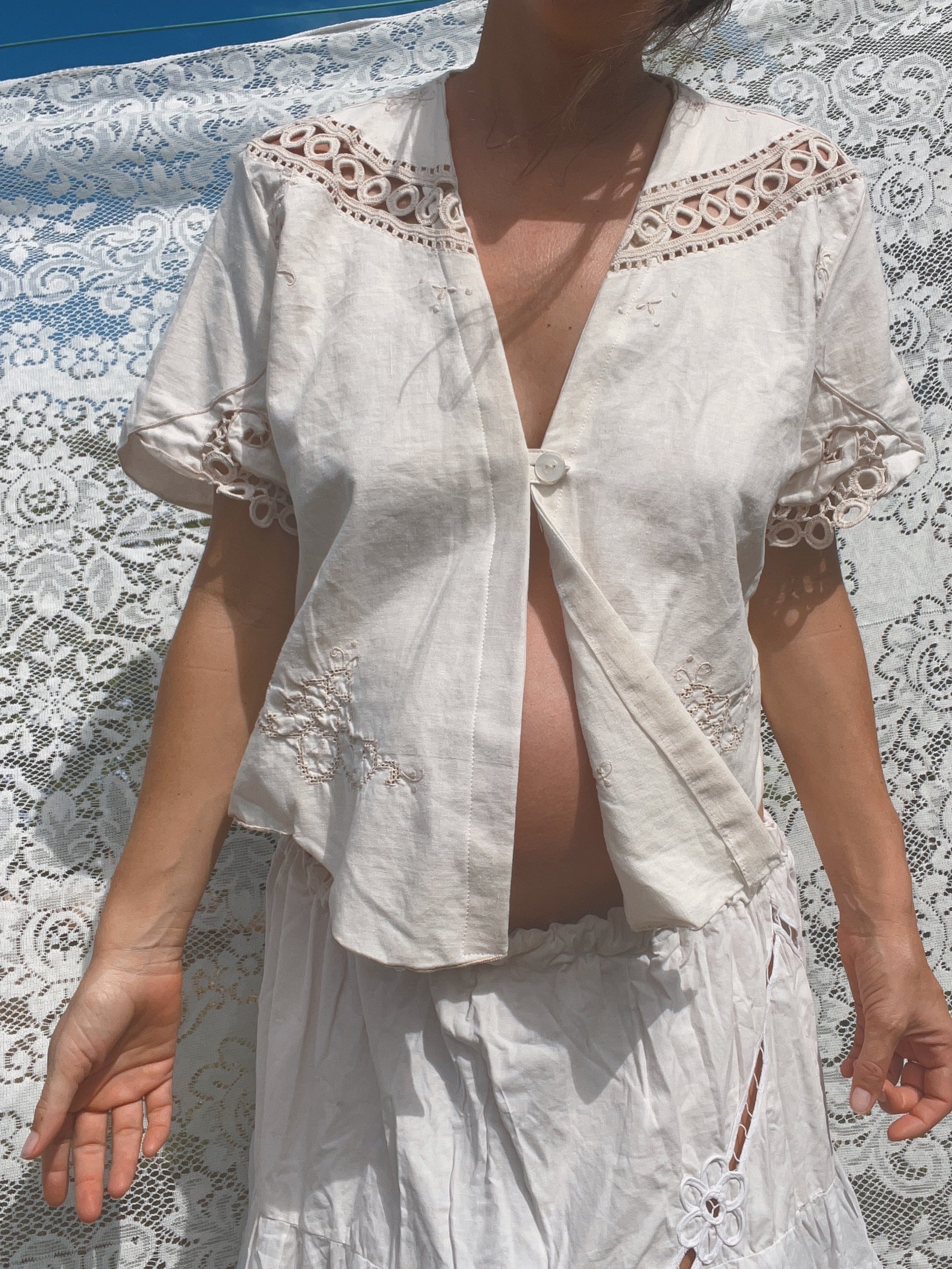 A Floral Embroidered Crop Top