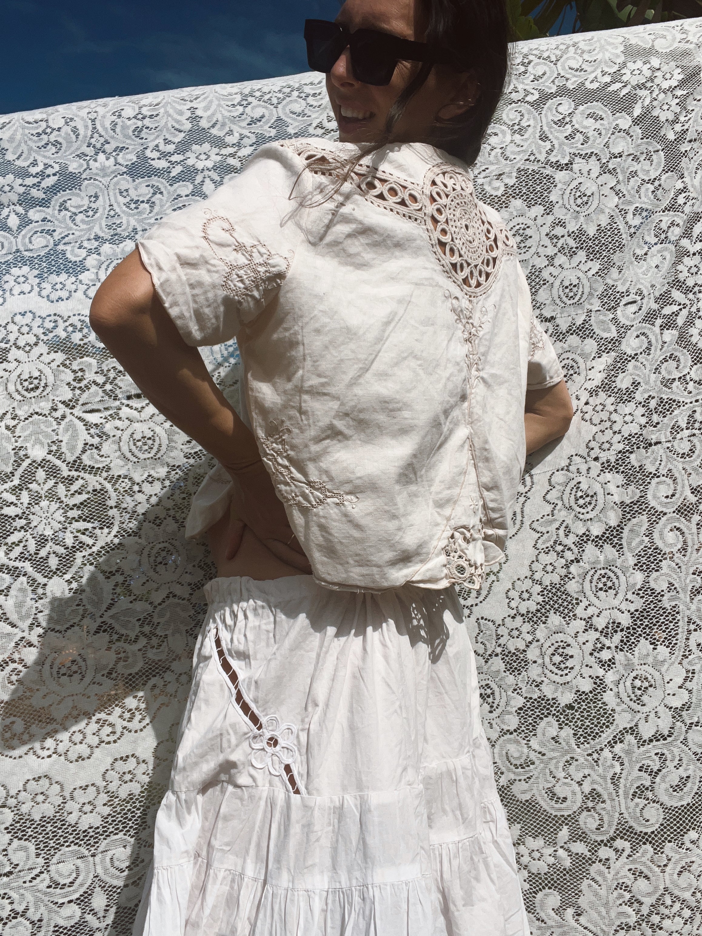 A Floral Embroidered Crop Top