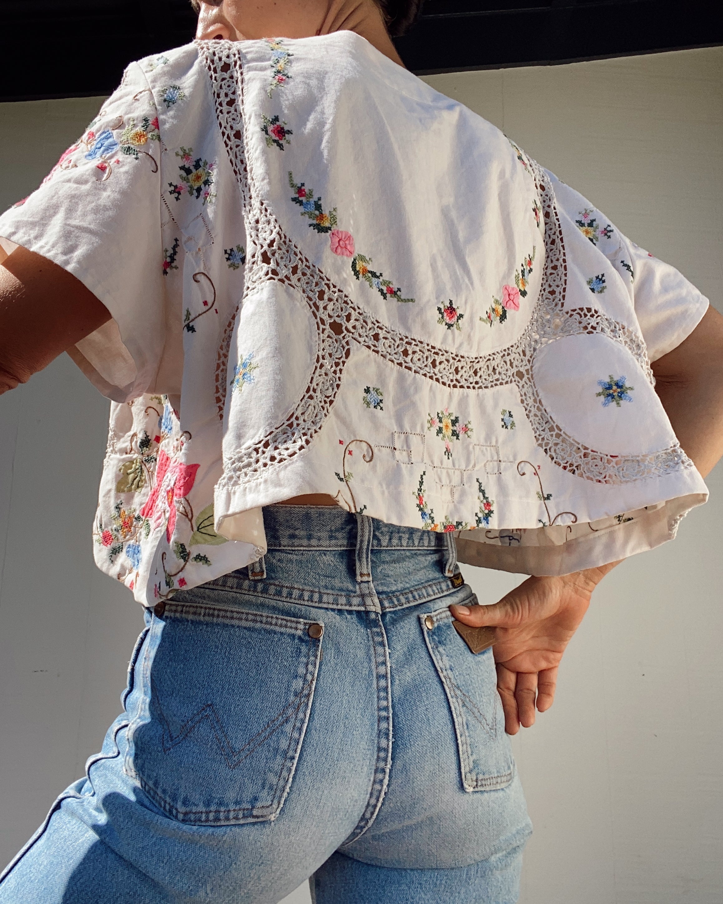 SOLD OUT Table Cloth Embroidered Crop Top 2