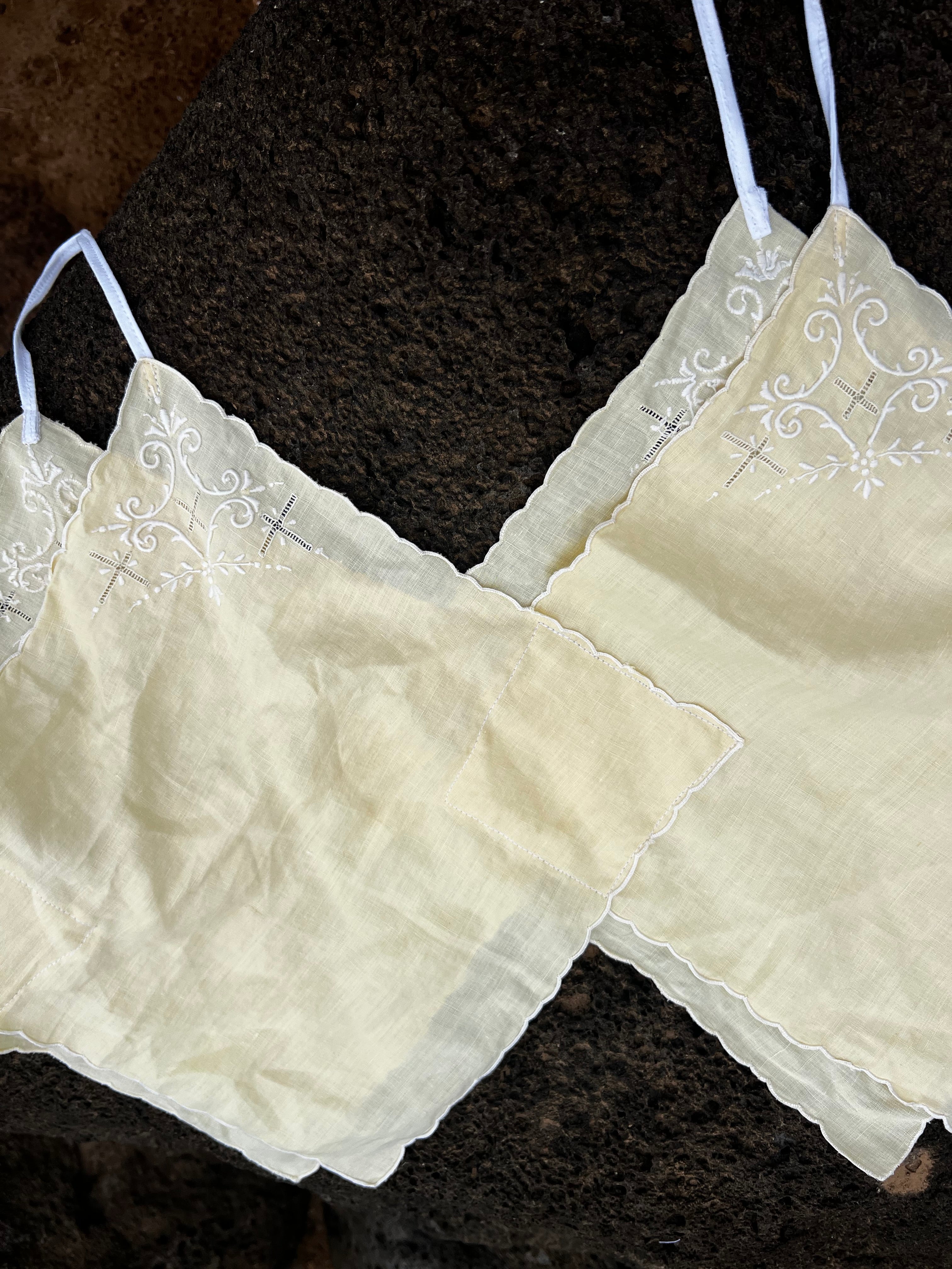 A Hand Kerchief Embroidered Yellow Top