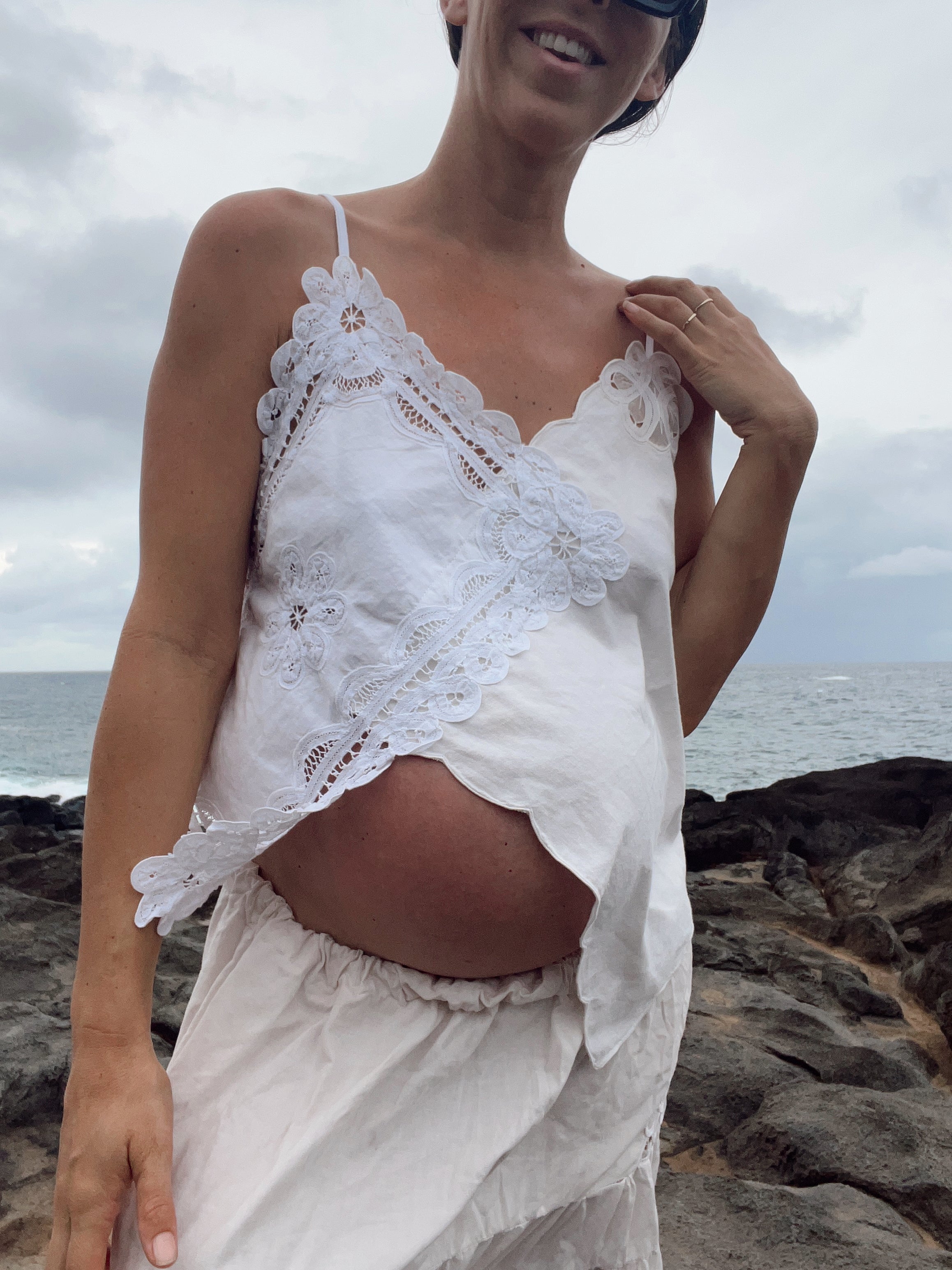 A Handkerchief Embroidered Top in White