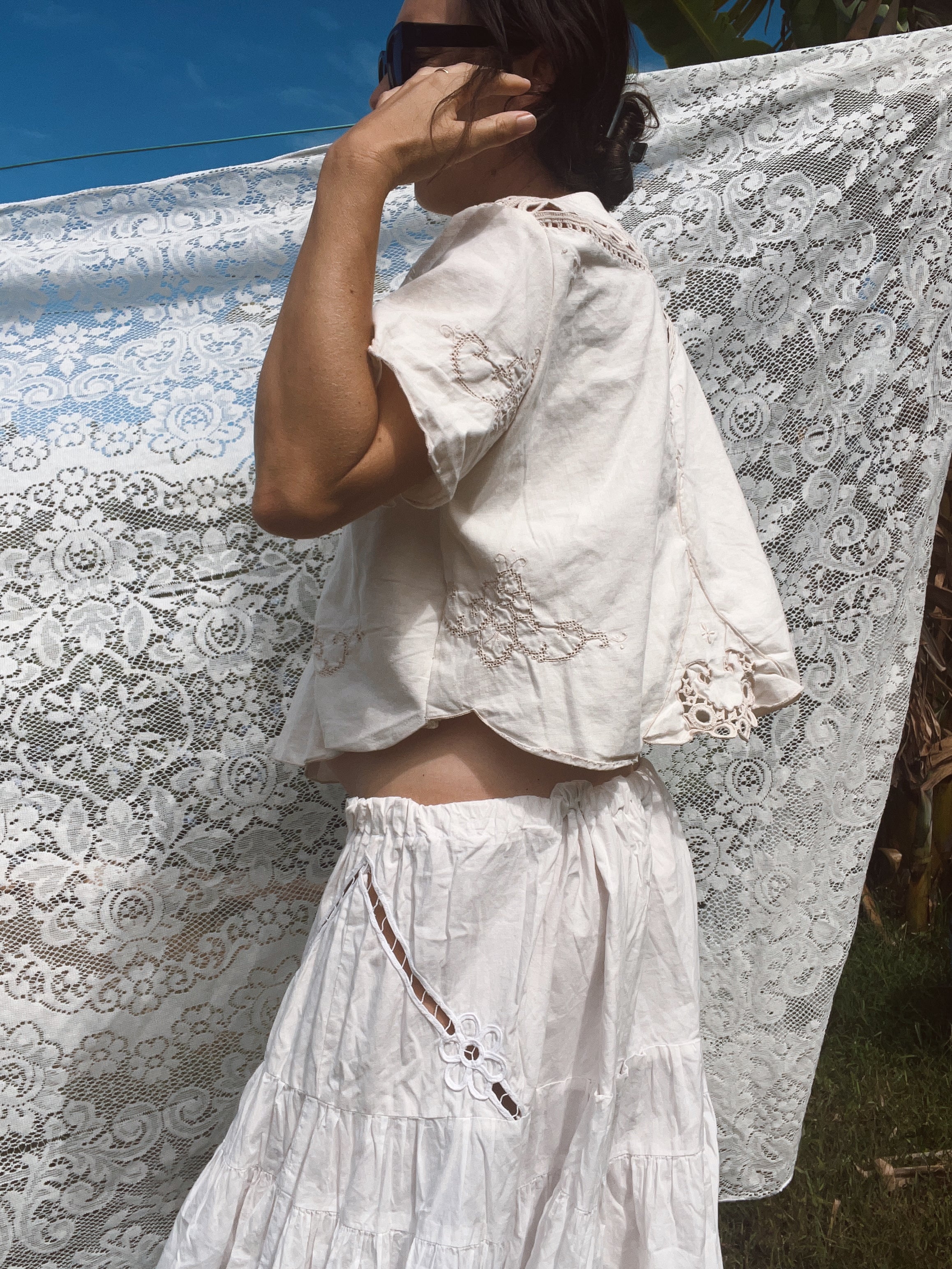 A Floral Embroidered Crop Top