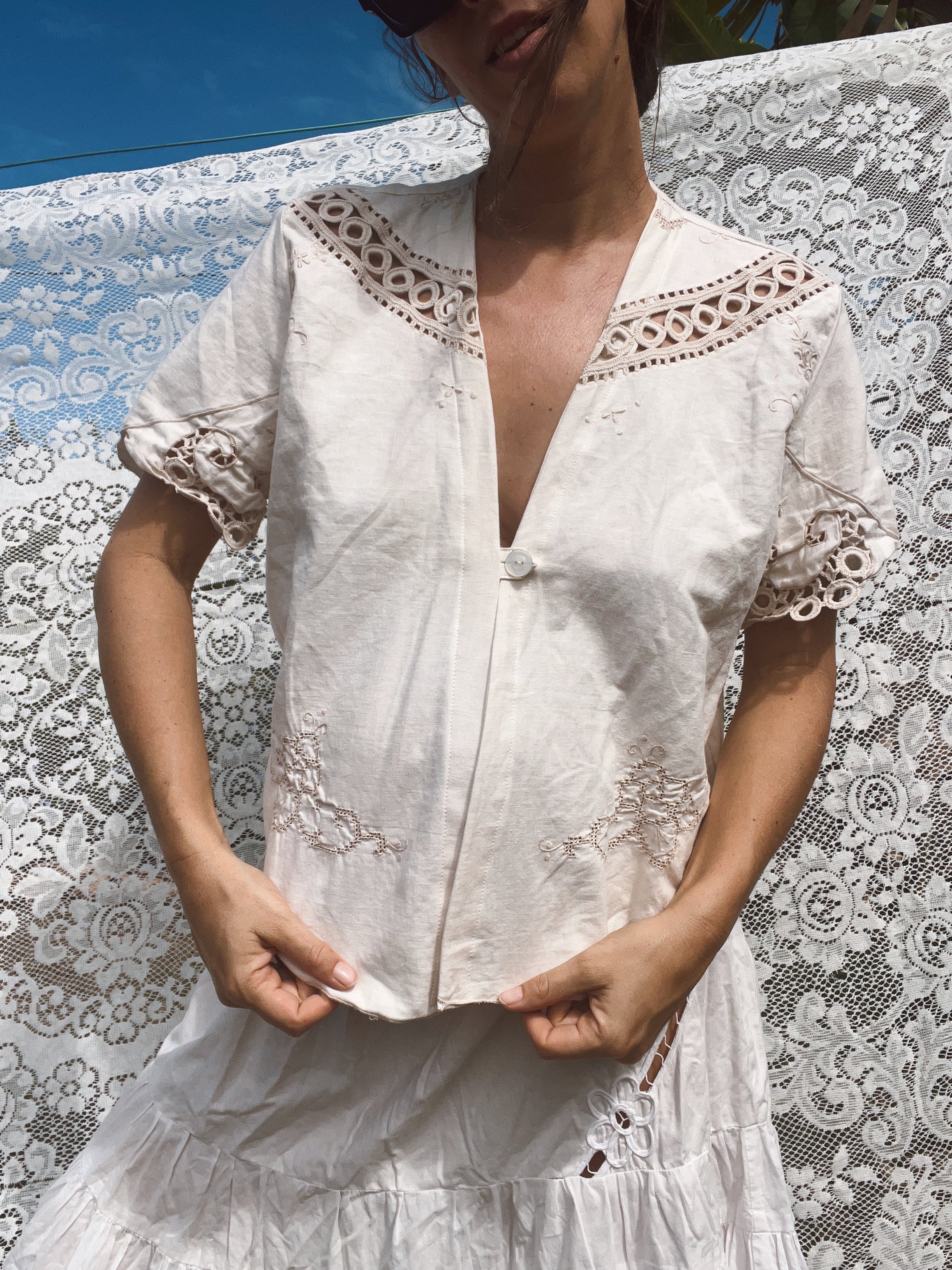 A Floral Embroidered Crop Top