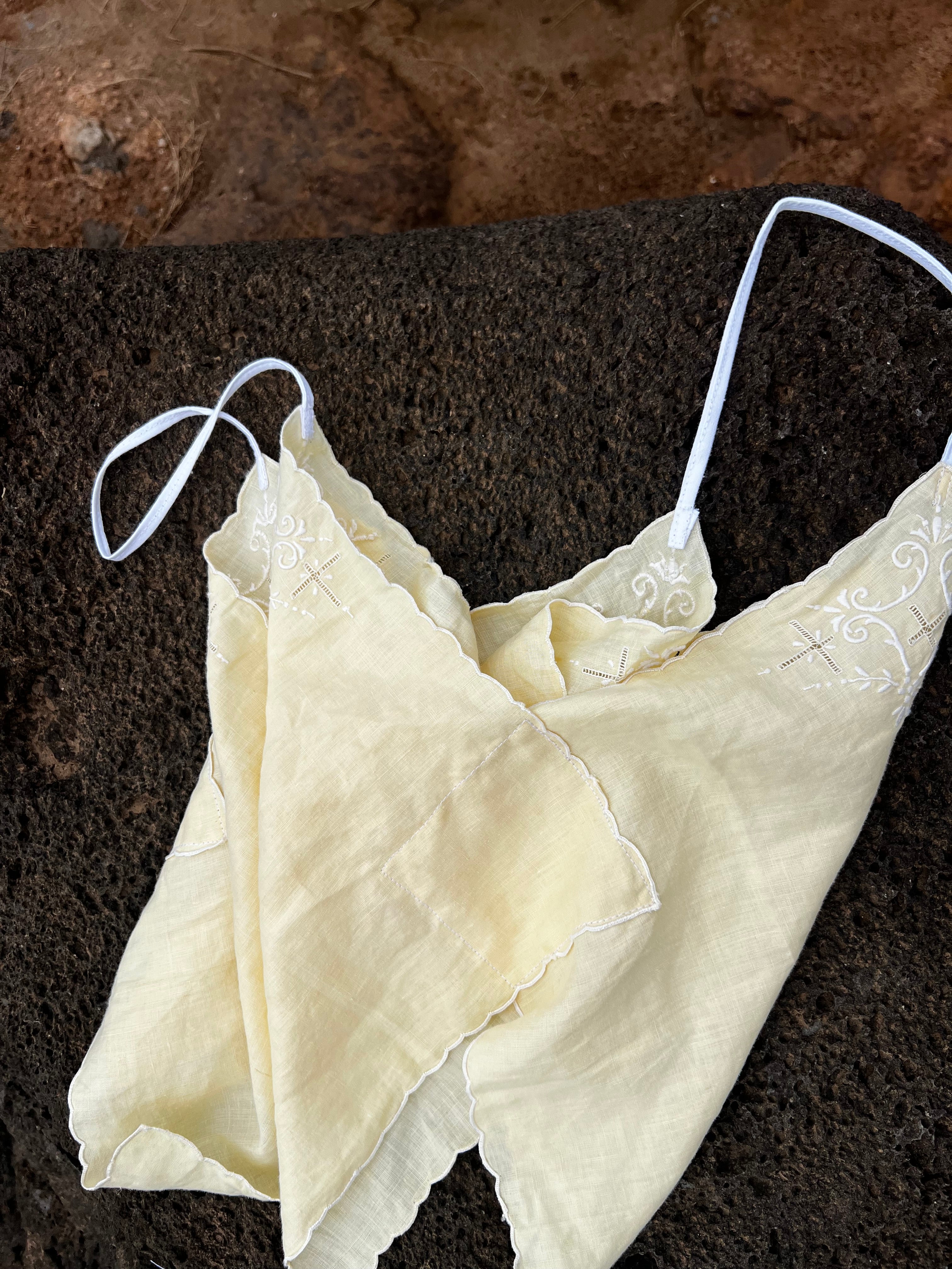A Hand Kerchief Embroidered Yellow Top
