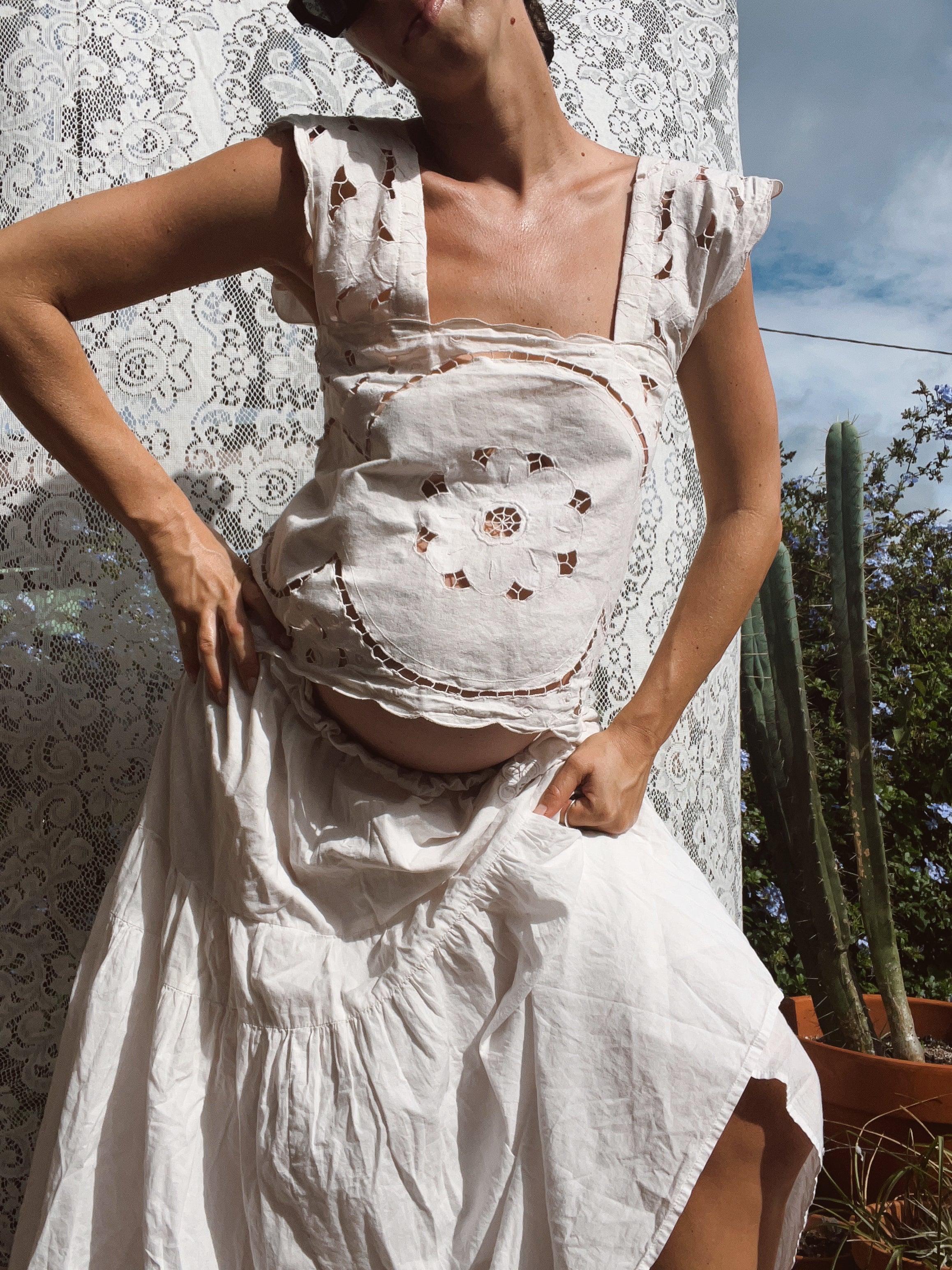 An Embroidered Tie Back Tank Top