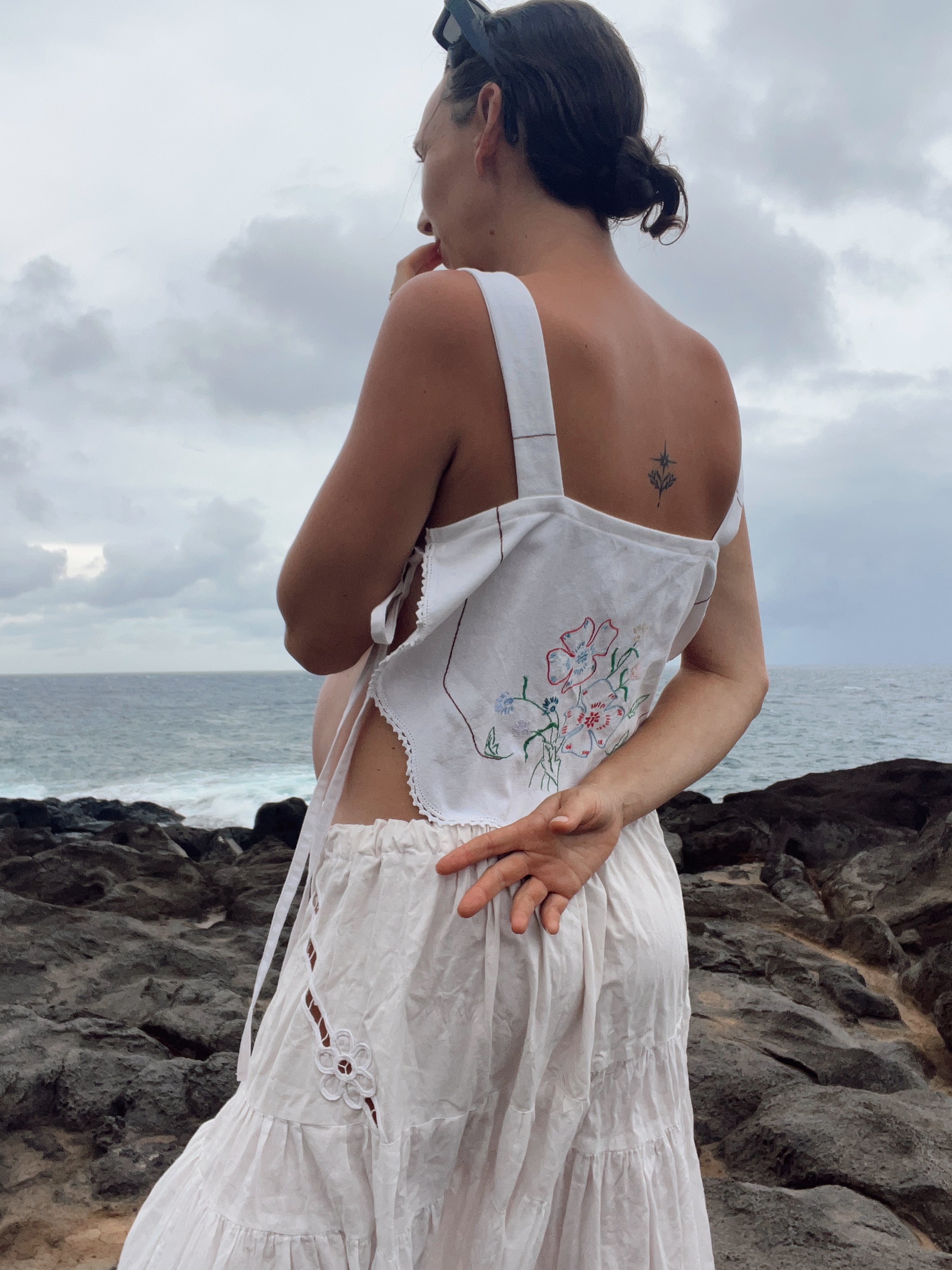 A Tie Side Embroidered Tank Top