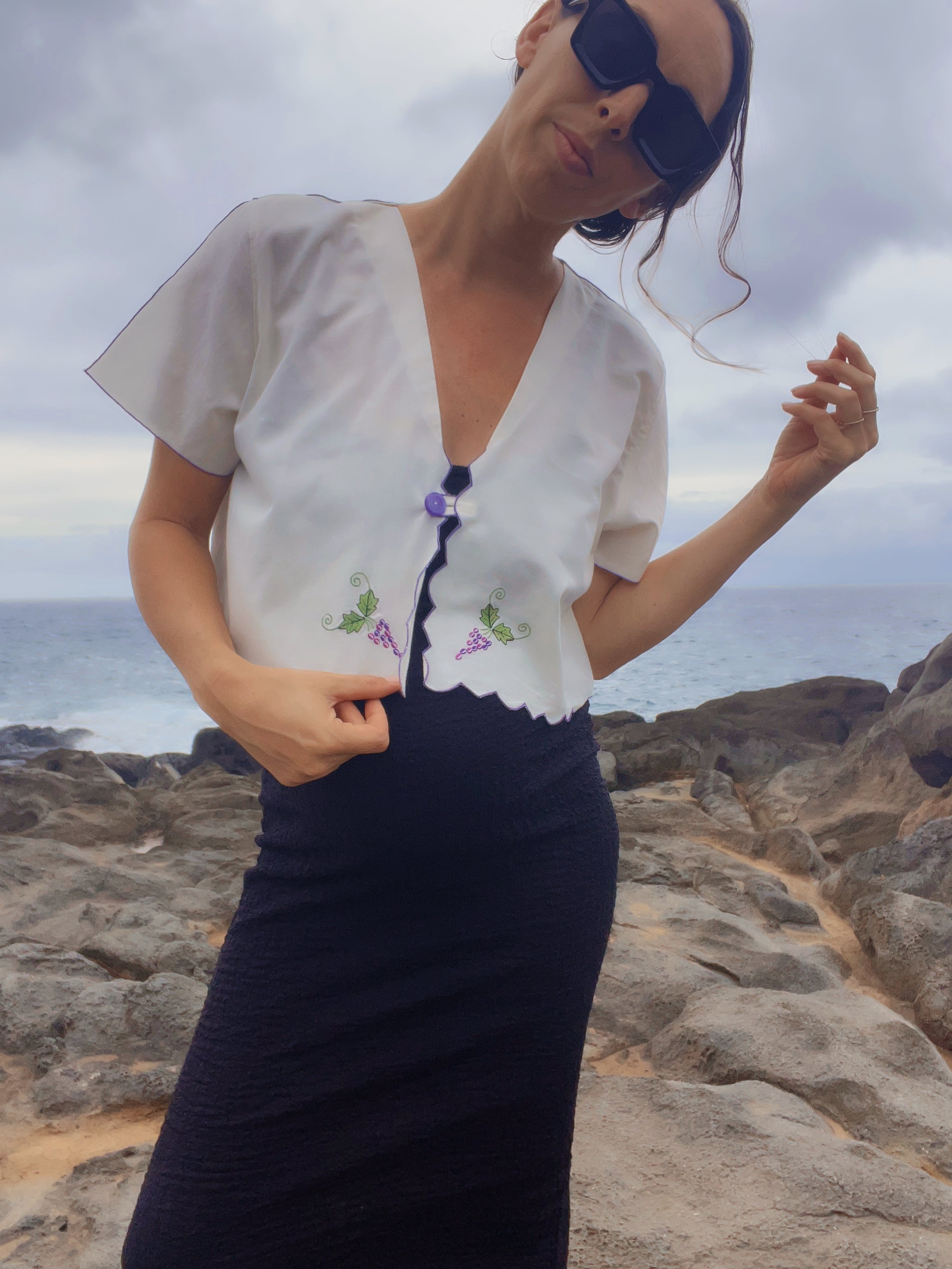 A Grape Vine Embroidered Top