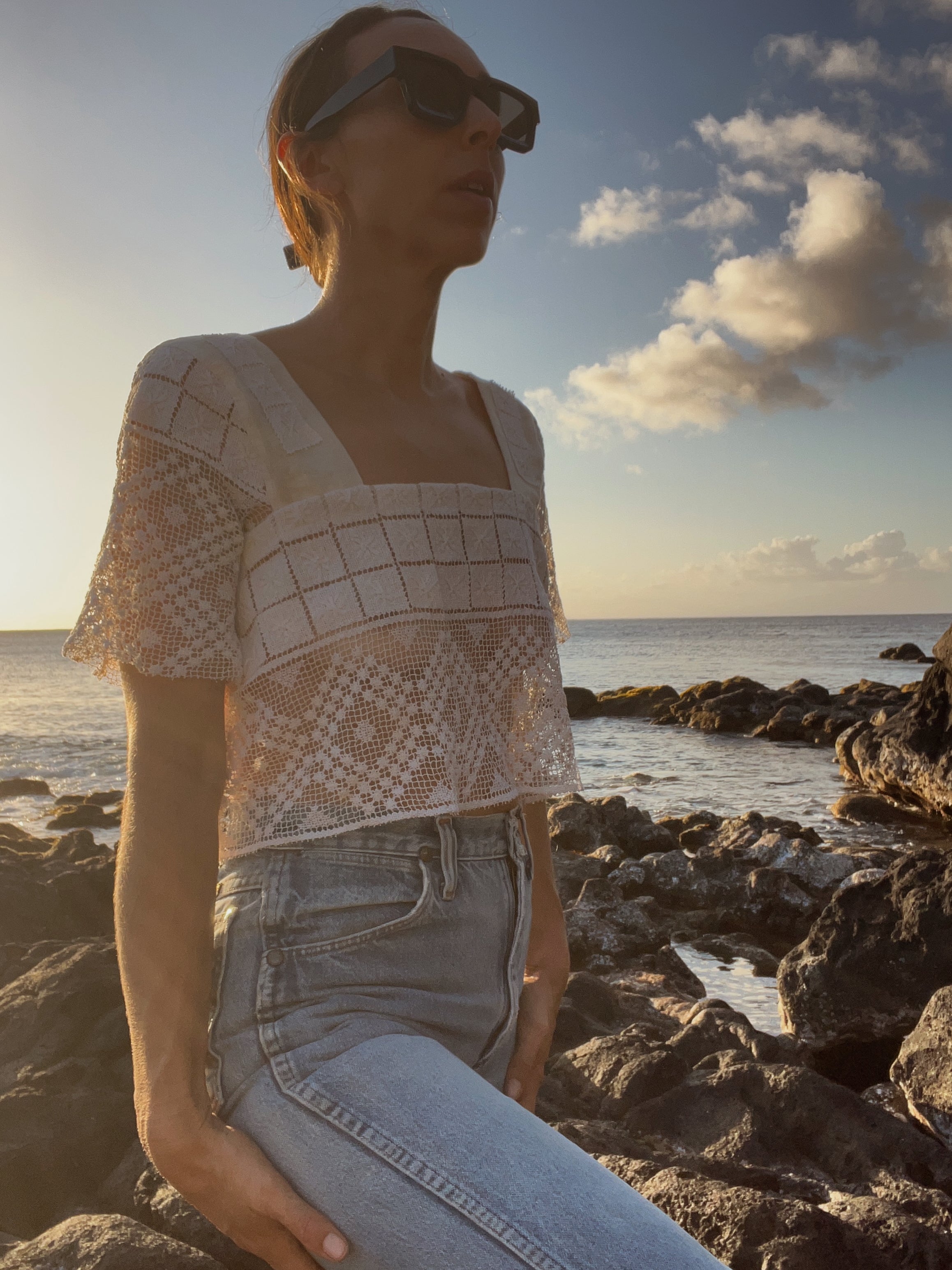 SOLD OUT Crochet Lace Sleeve Crop Top