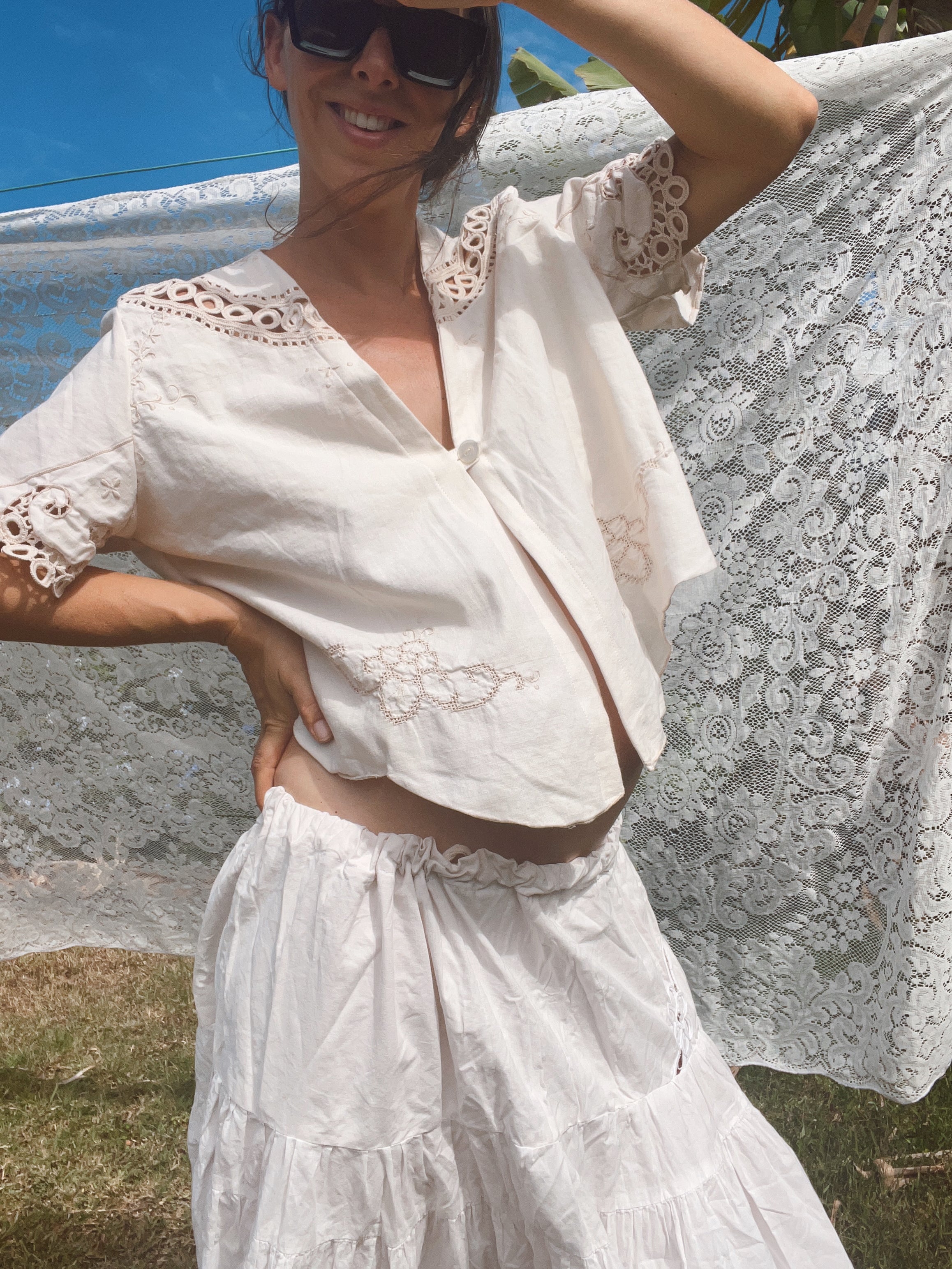A Floral Embroidered Crop Top
