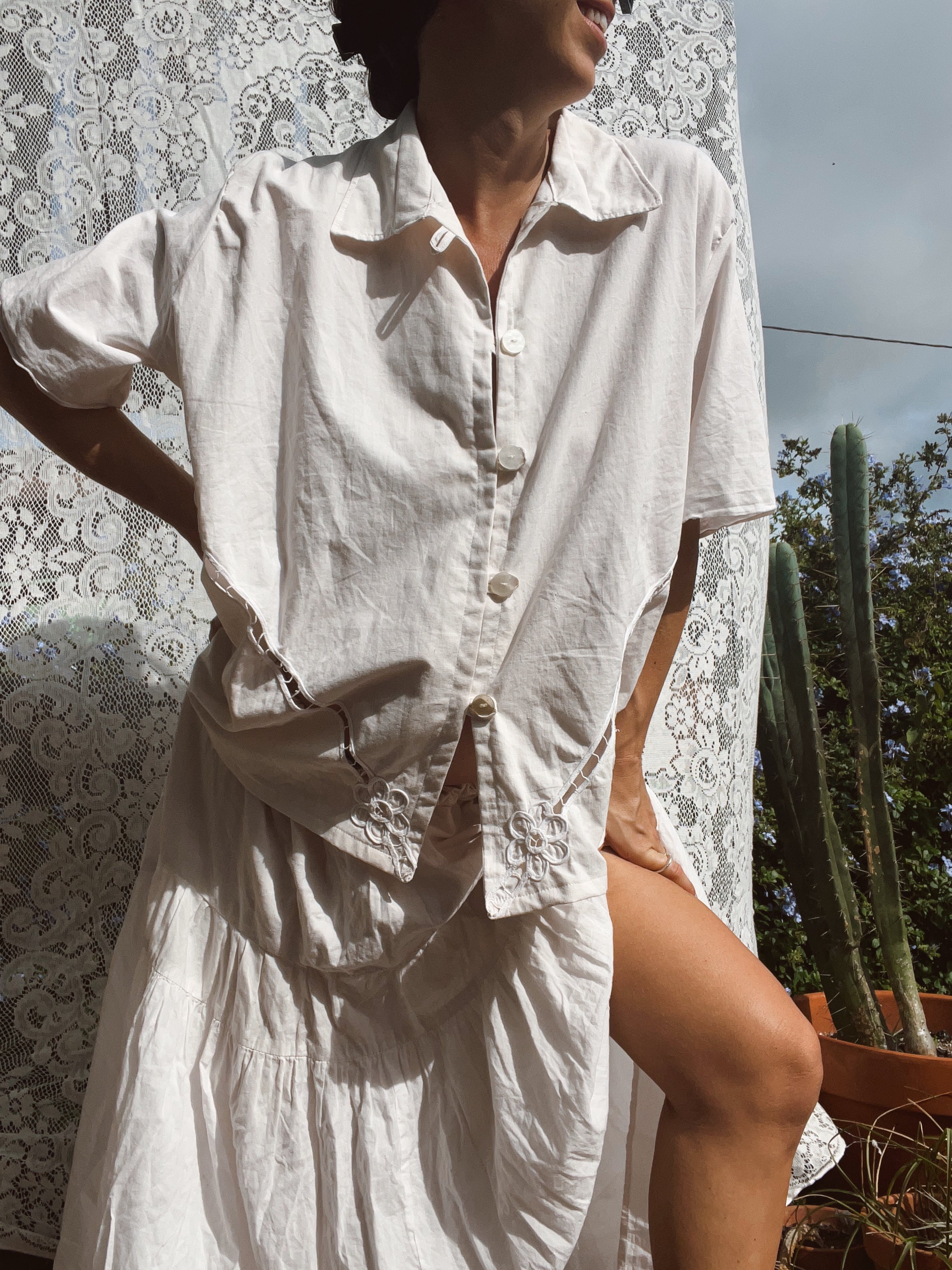 SOLD OUT Button Up Shirt with Intricate Back Embroidery in Men's XL