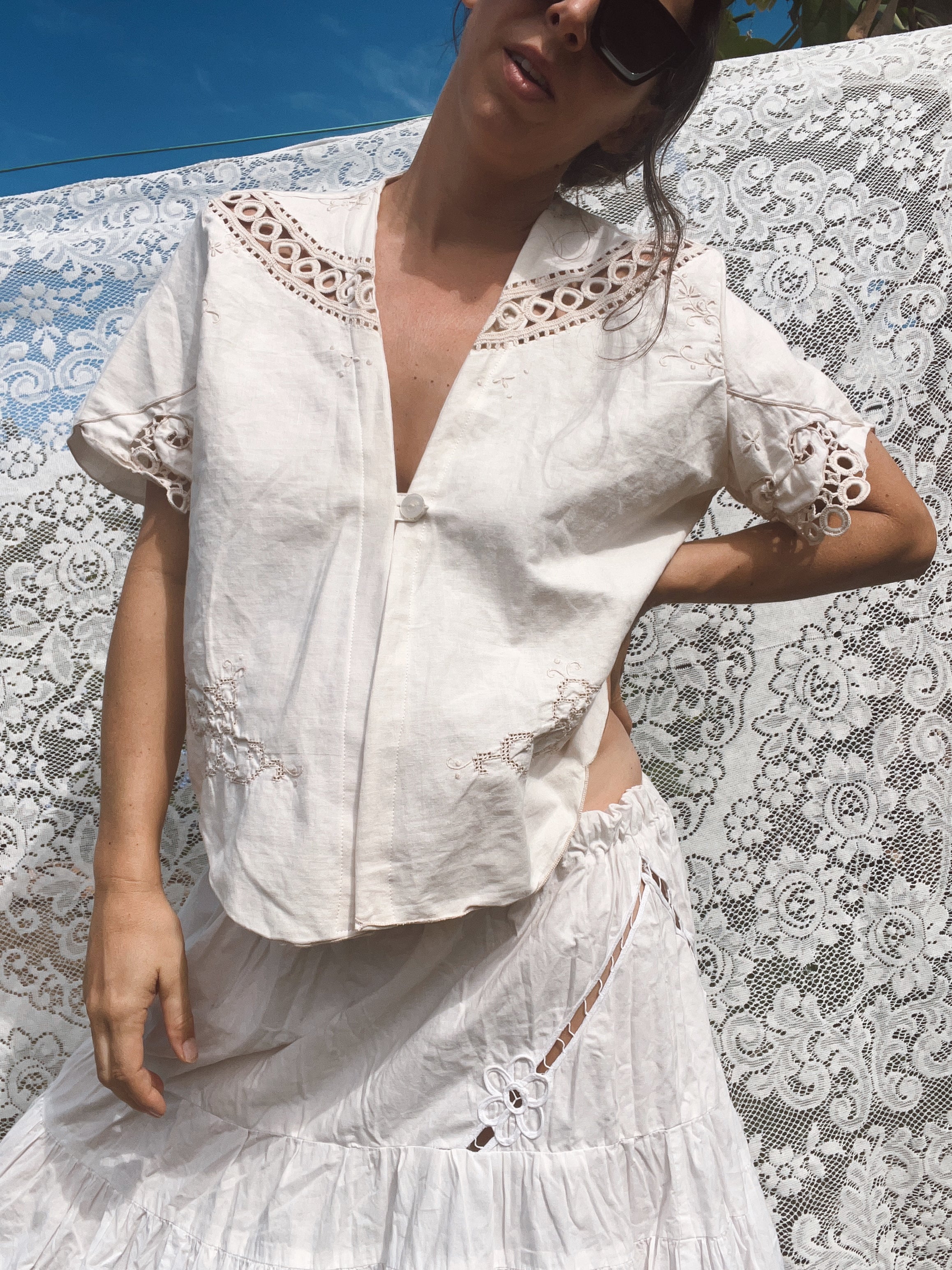 A Floral Embroidered Crop Top