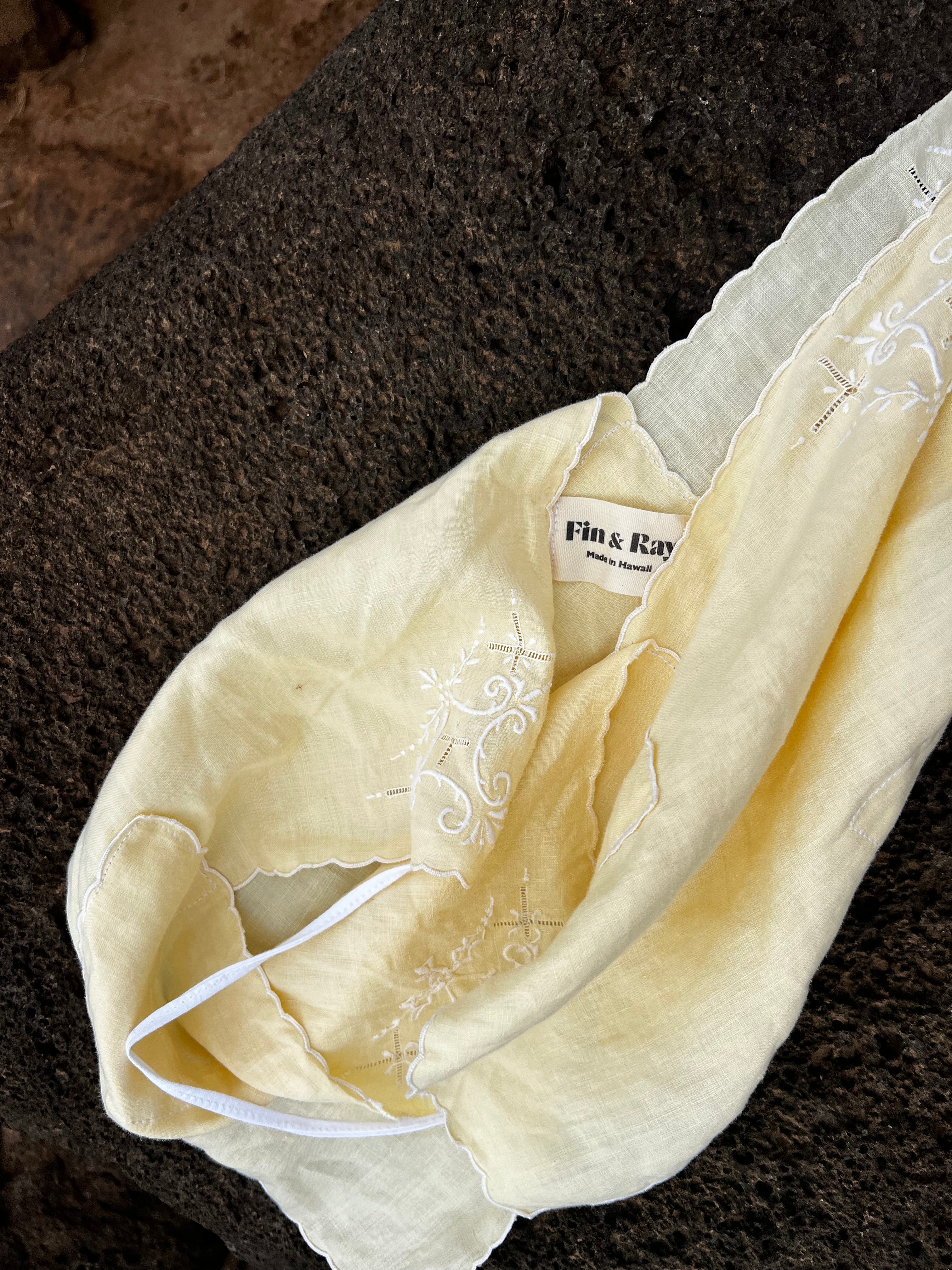 A Hand Kerchief Embroidered Yellow Top
