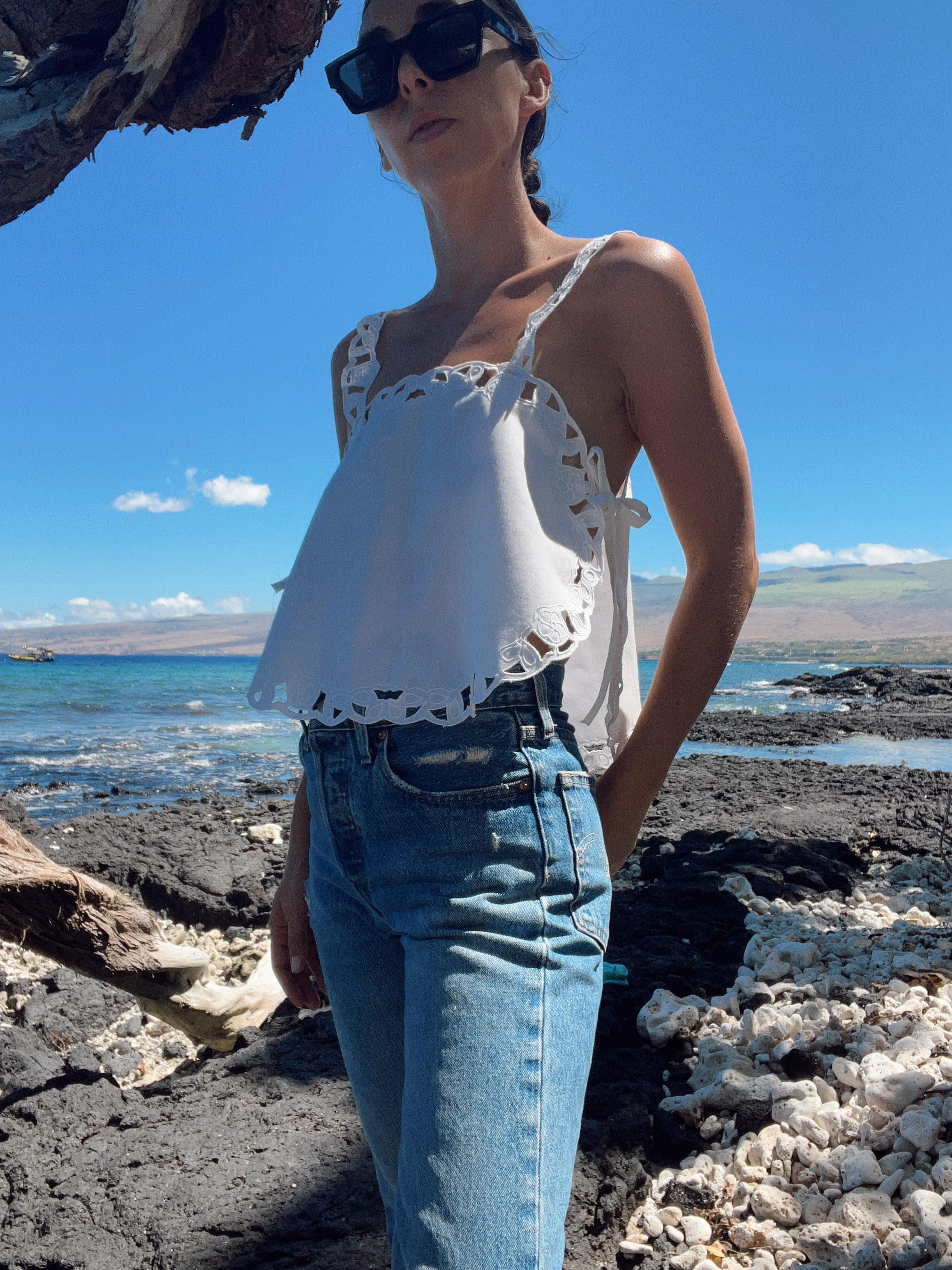 SOLD OUT Tie Side Tank Top with Lace straps