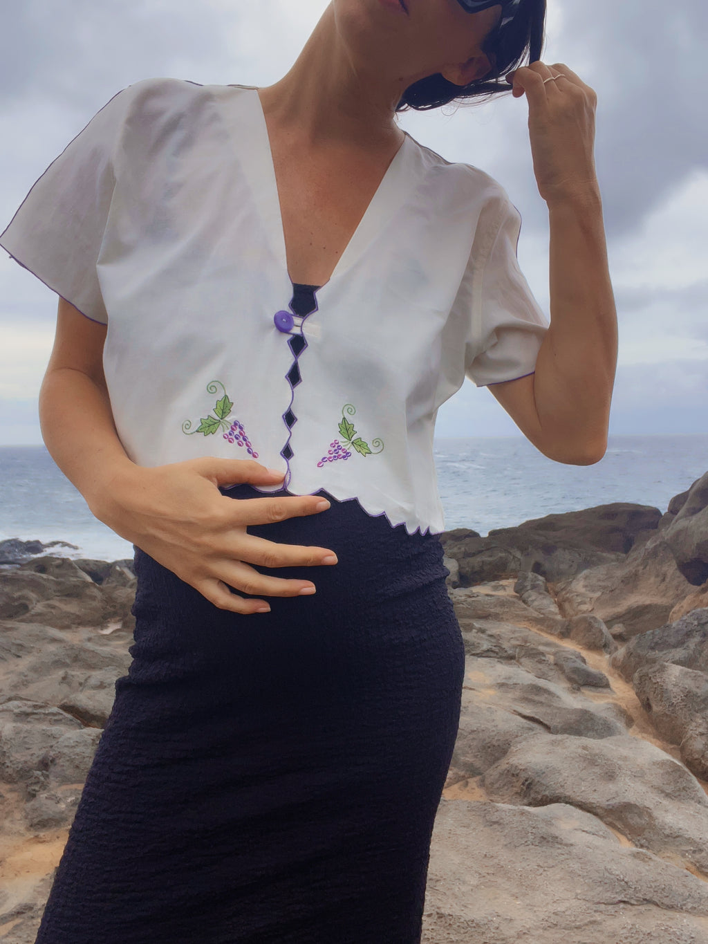 A Grape Vine Embroidered Top