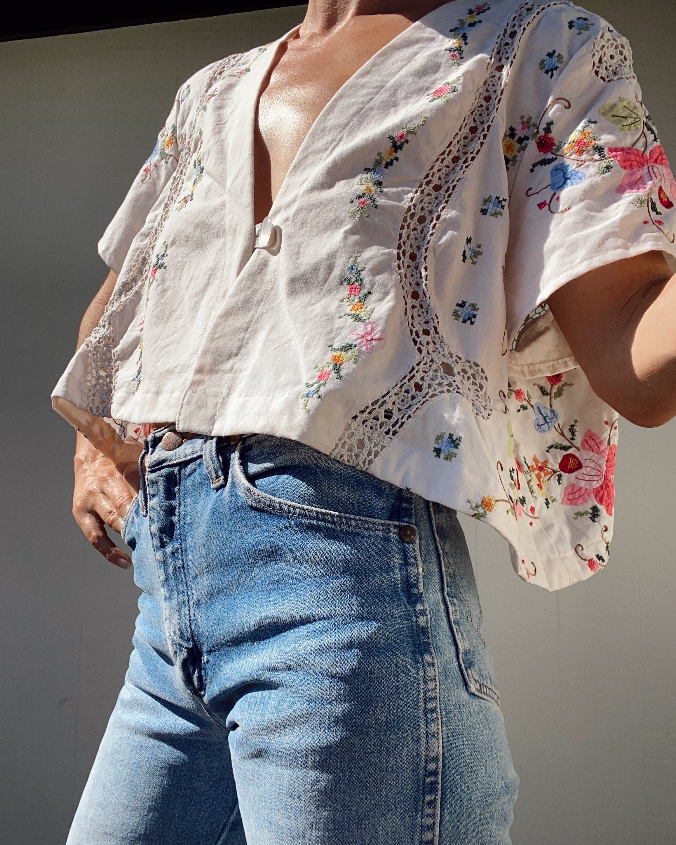 SOLD OUT Table Cloth Embroidered Crop Top 2