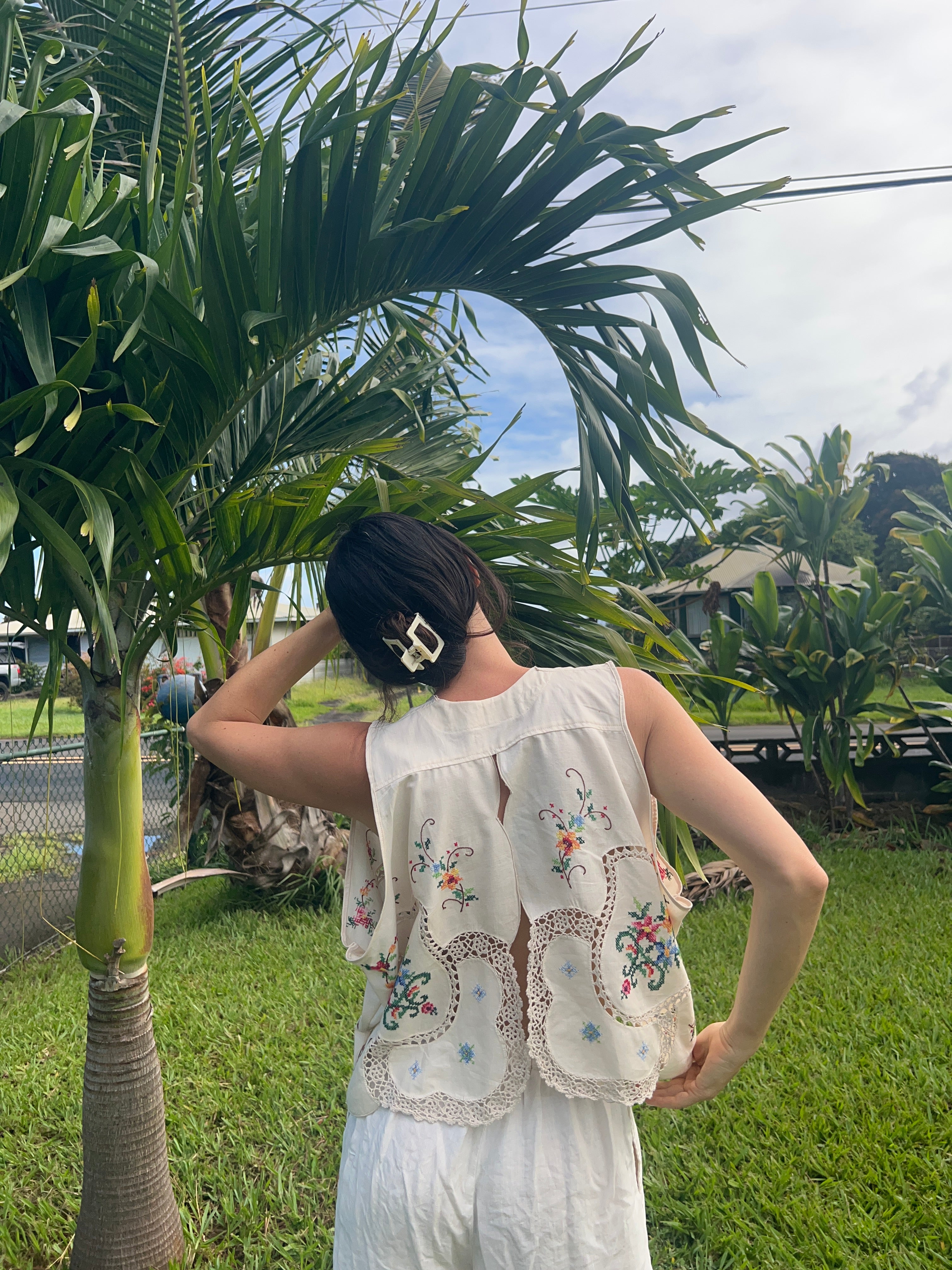 An Embroidered Floral Top