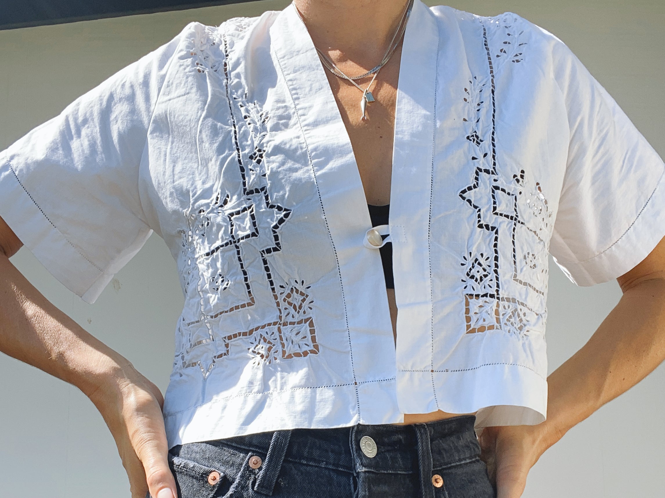 SOLD OUT Hand embroidered crop top