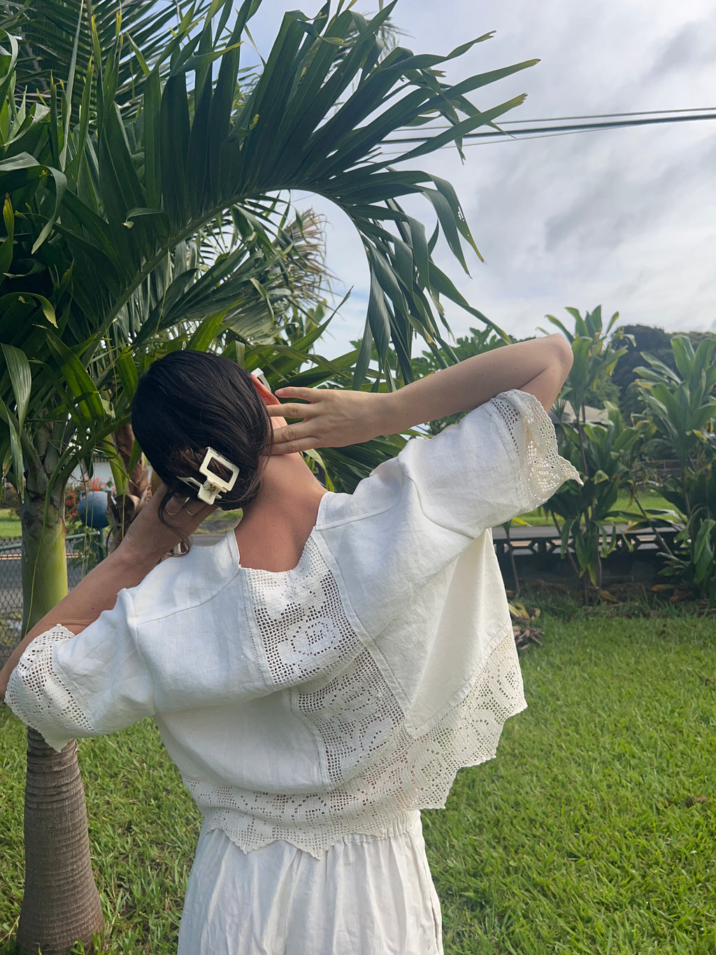 A Crochet Edge Linen Top