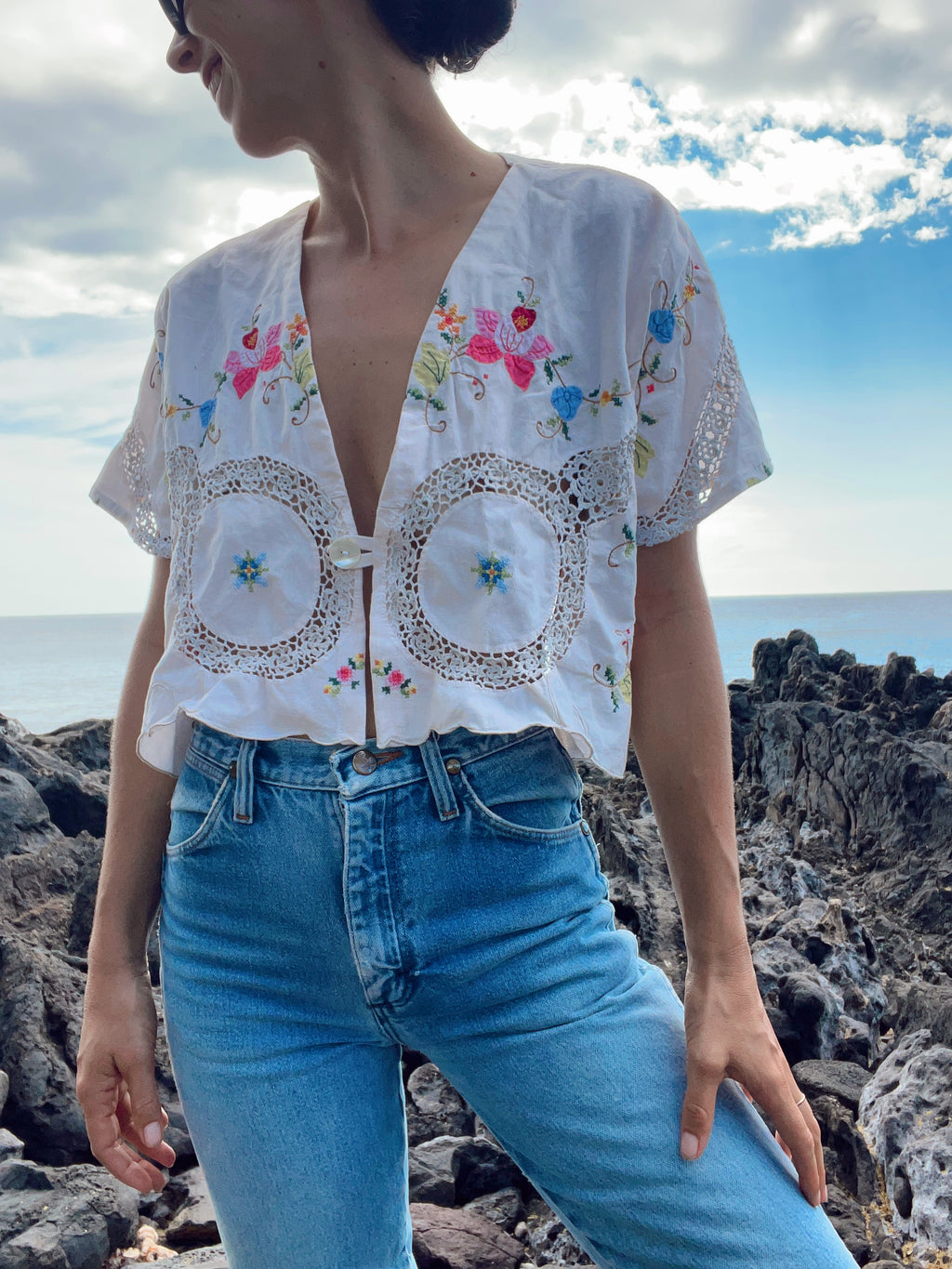 SOLD OUT Table Cloth Embroidered Crop Top 3