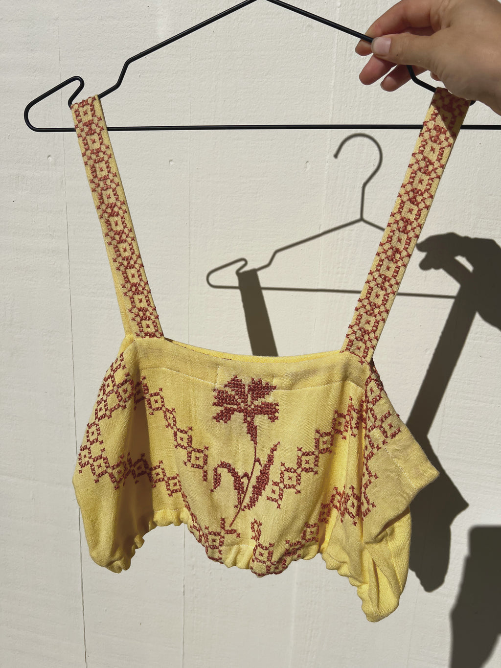 A Bralette top in yellow embroidered