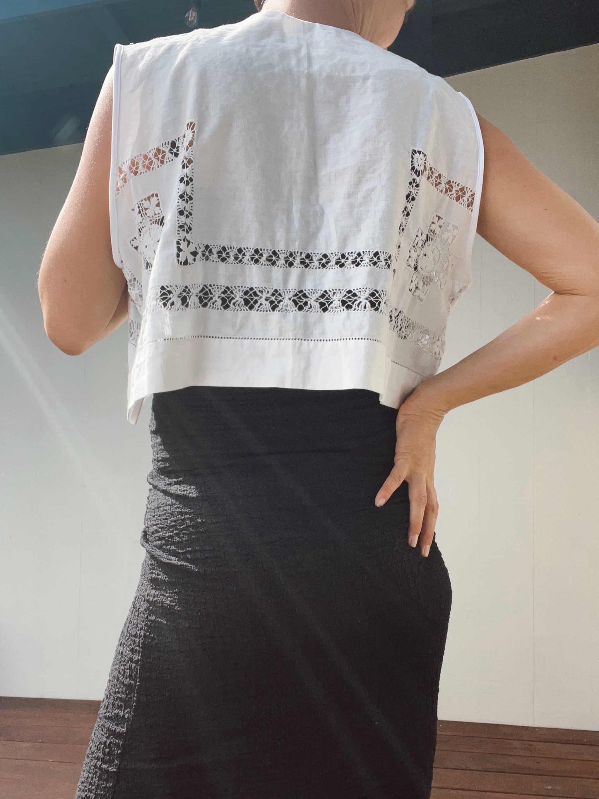 A Tie Front Embroidered Vest Top