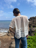 A Lace Button Front Top
