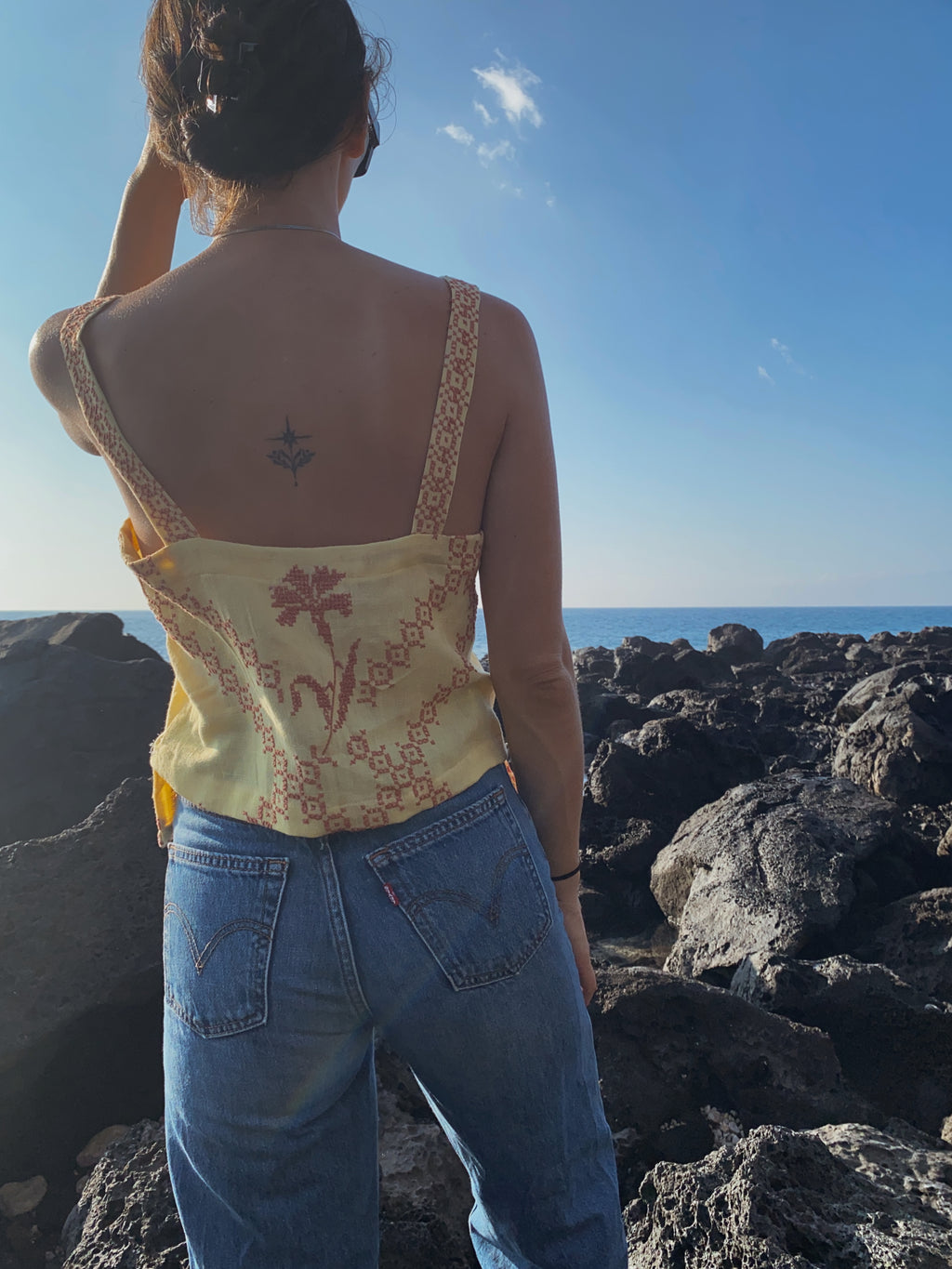 SOLD OUT Yellow Table Cloth Embroidered Tank Top 2