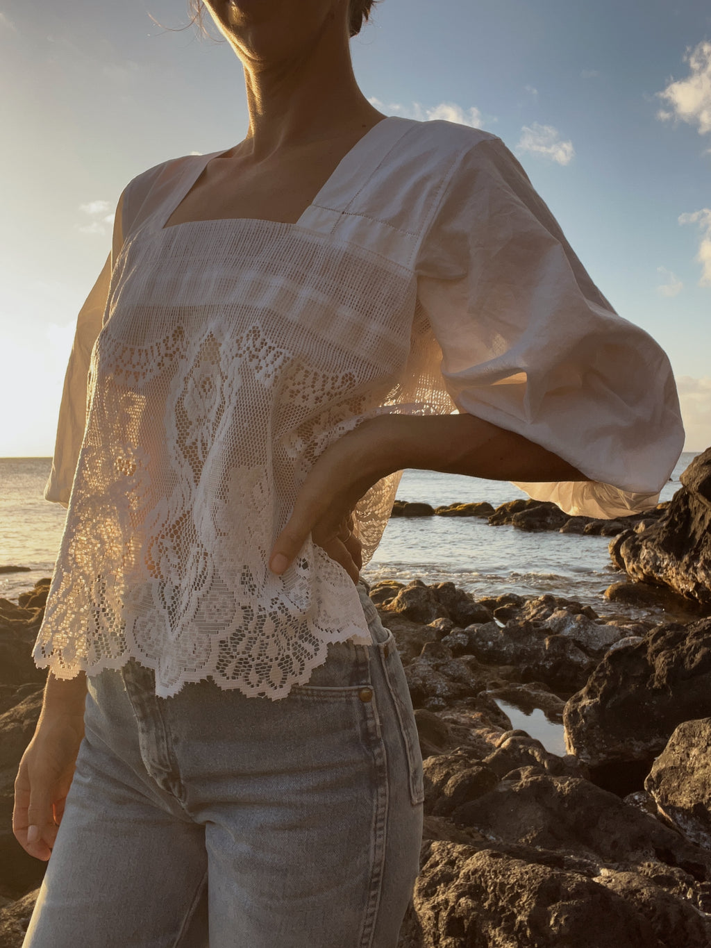 SOLD OUT Full Sleeve with Lace Blouse Top