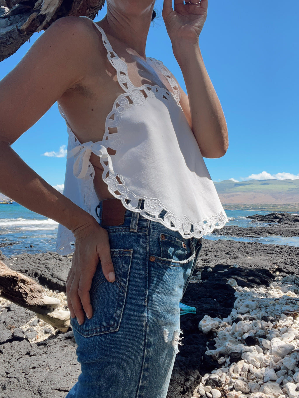 SOLD OUT Tie Side Tank Top with Lace straps