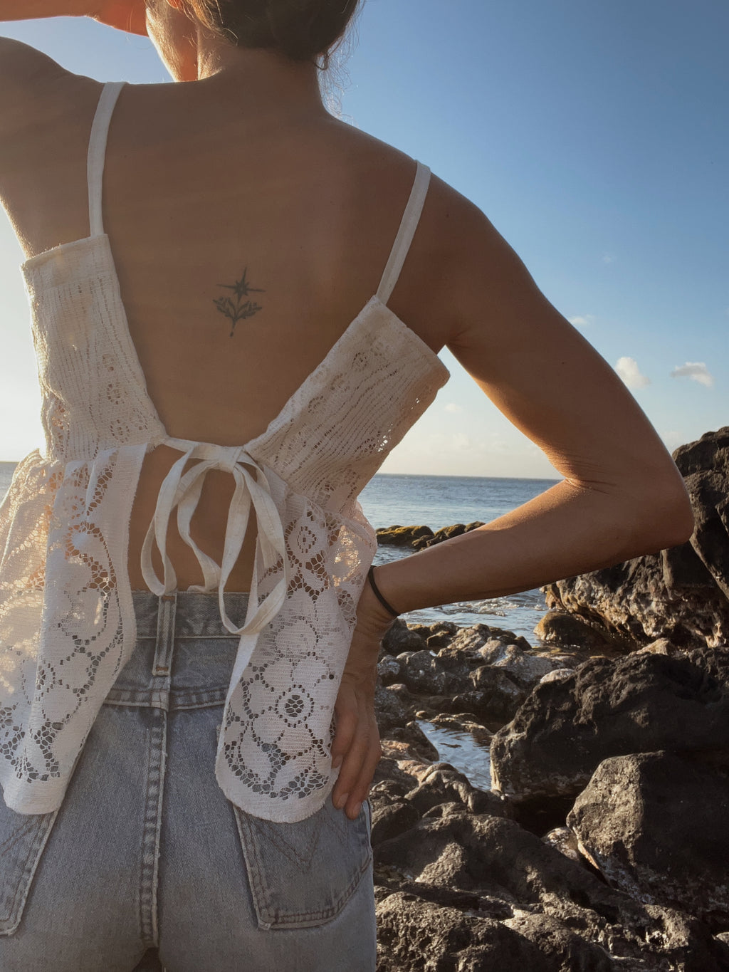 SOLD OUT Lace Peplum Tie Back Top