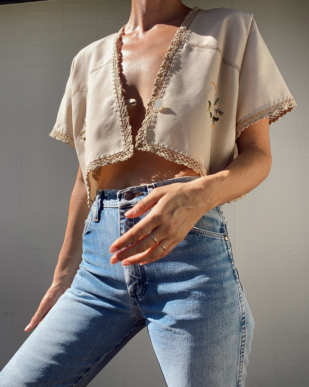 SOLD OUT Lace Trim Embroidered Top