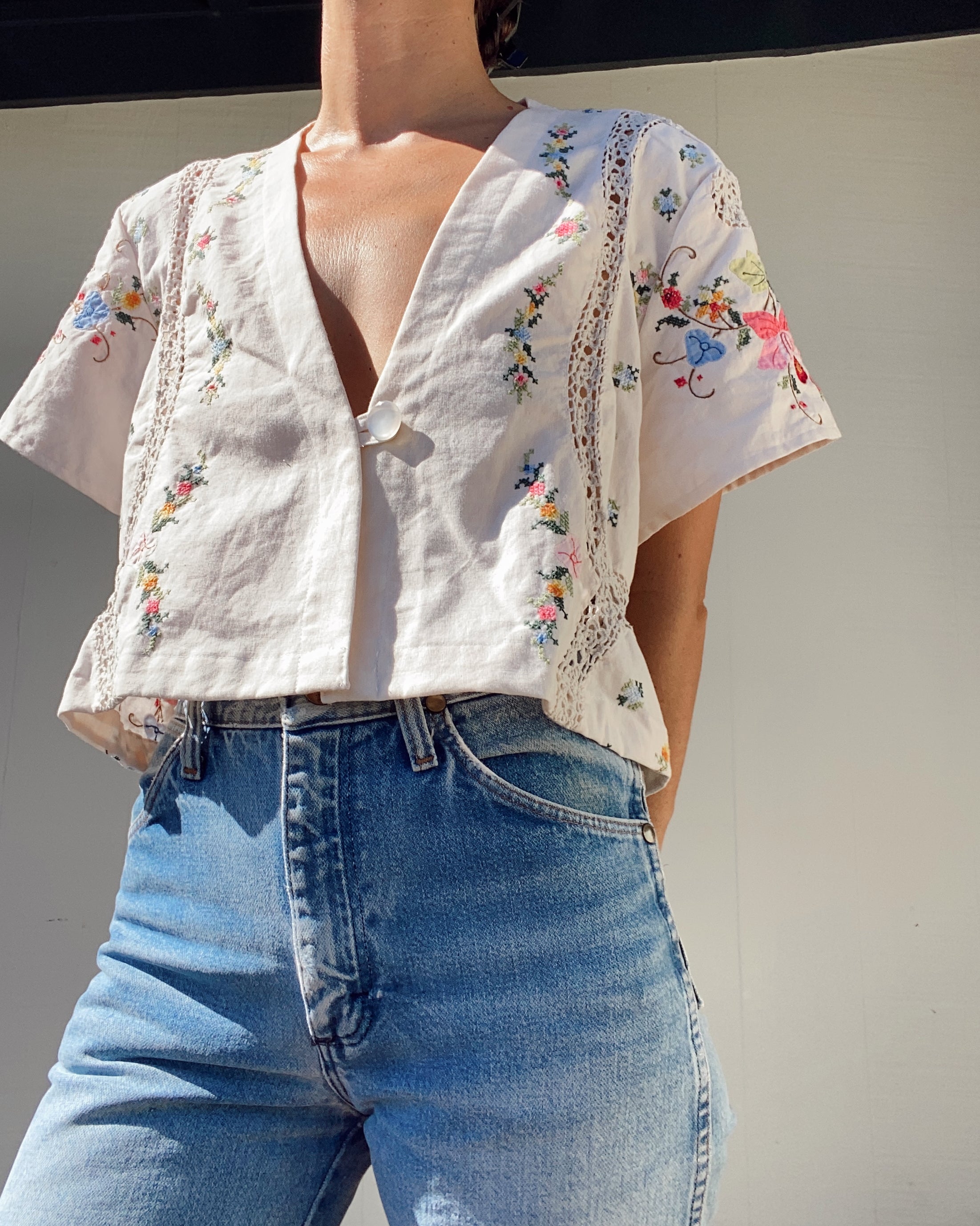 SOLD OUT Table Cloth Embroidered Crop Top 2
