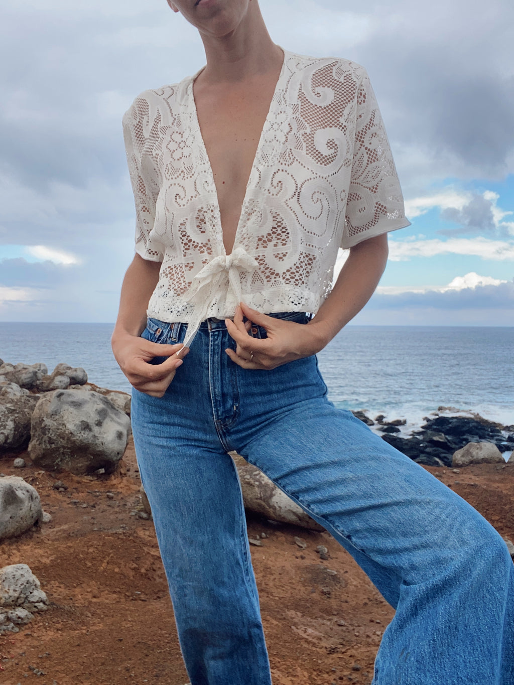 SOLD OUT Floral Lace Tie Top