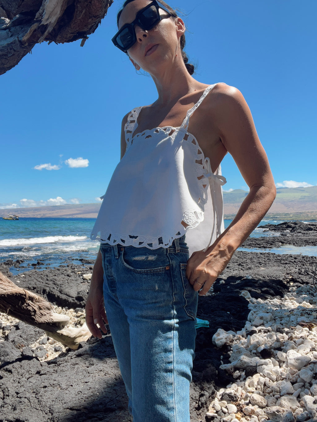 SOLD OUT Tie Side Tank Top with Lace straps