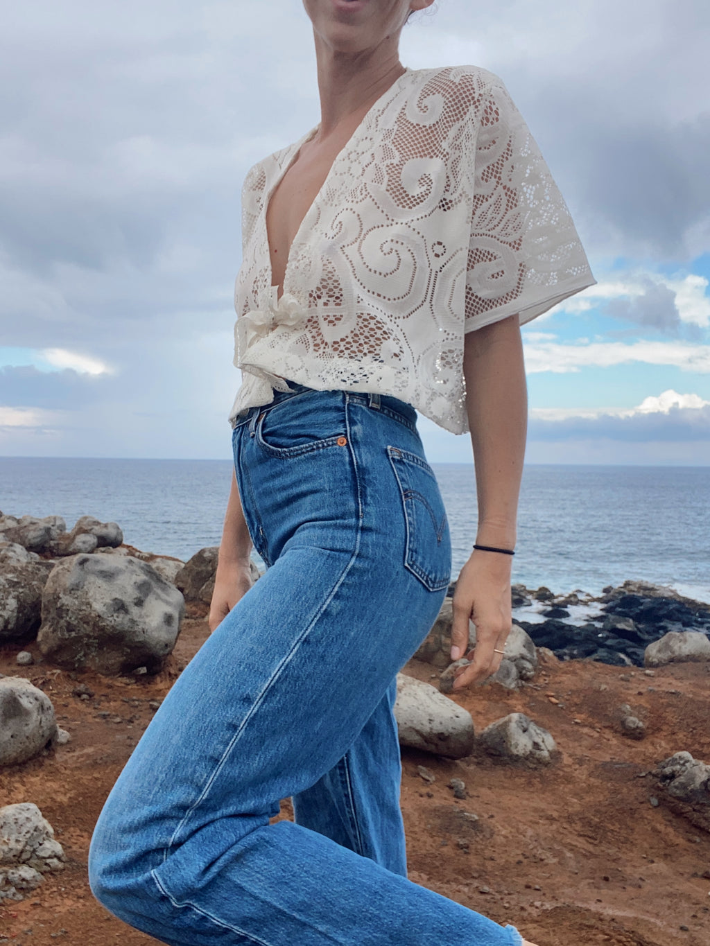 SOLD OUT Floral Lace Tie Top