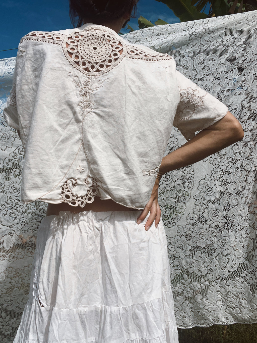 A Floral Embroidered Crop Top