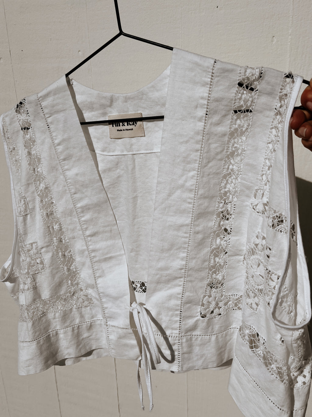 A Tie Front Embroidered Vest Top